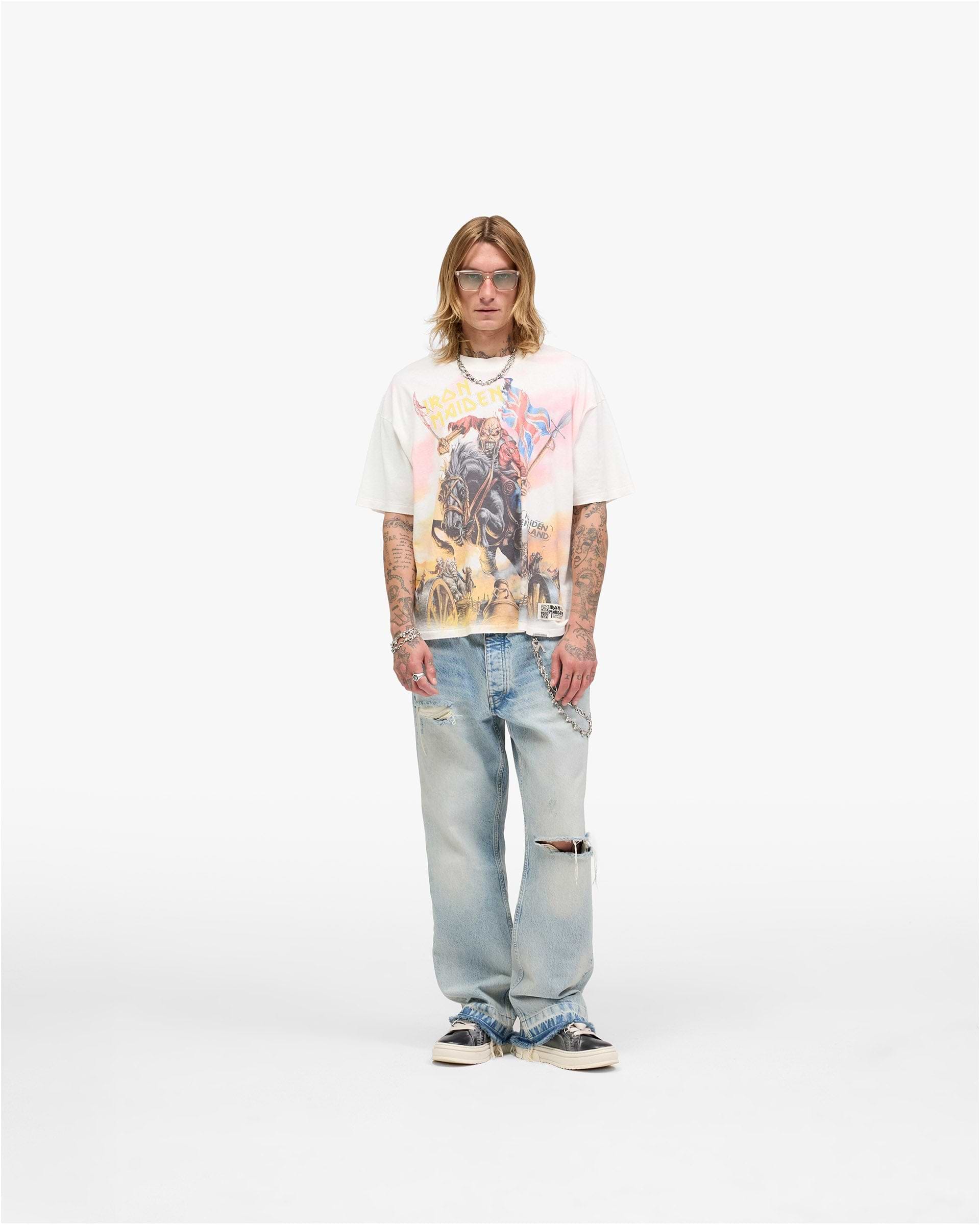 Represent X Iron Maiden Steed T-Shirt | White | REPRESENT