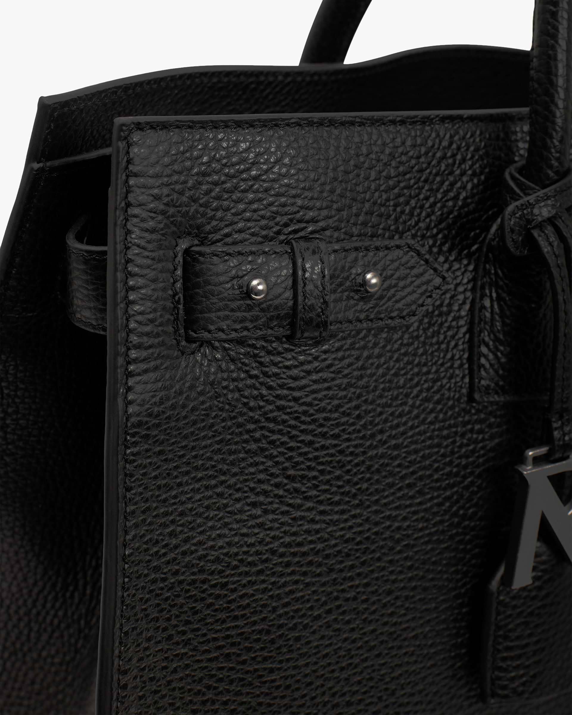Leather Tote Bag - Textured Black