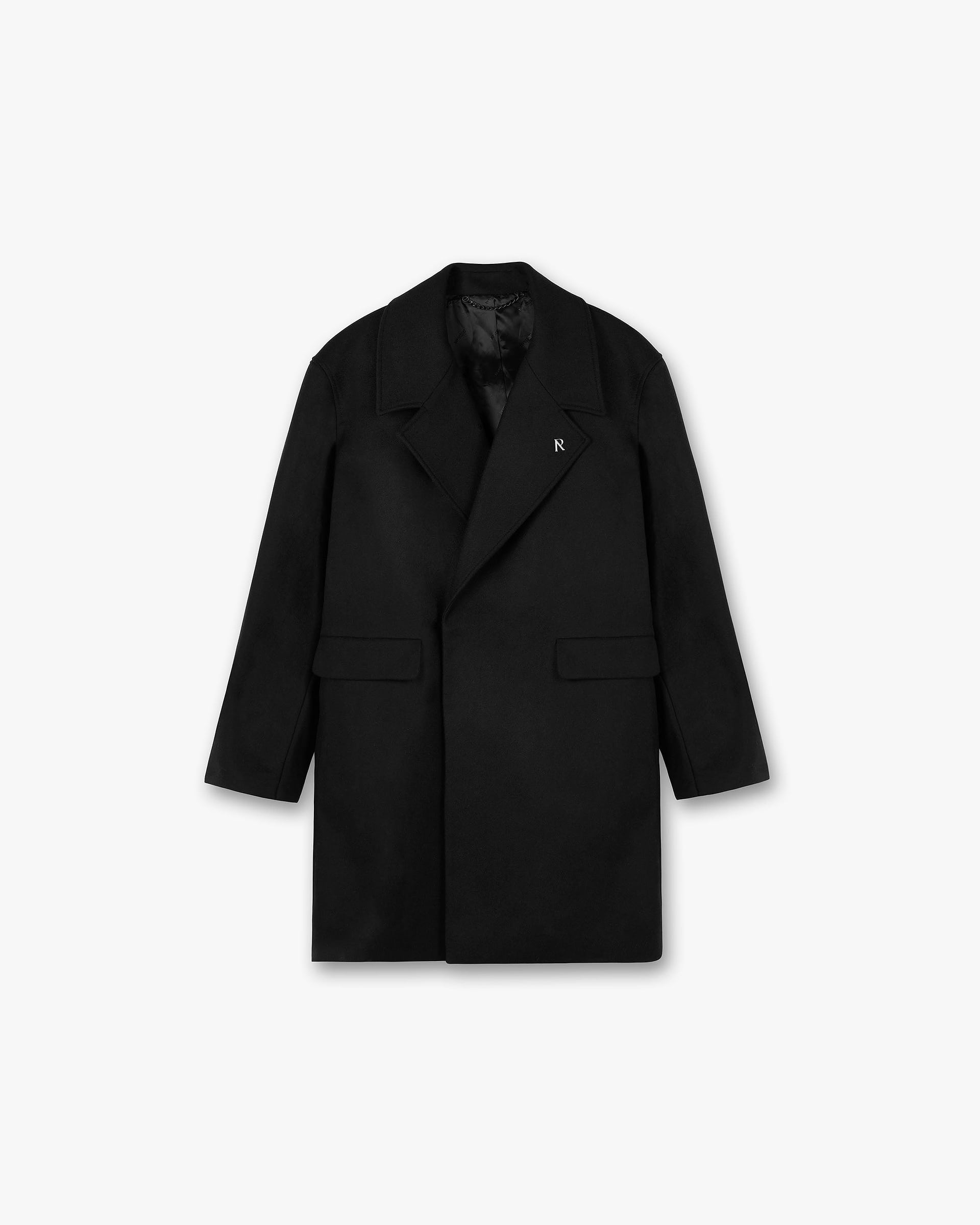 Double Breasted Overcoat - Jet Black