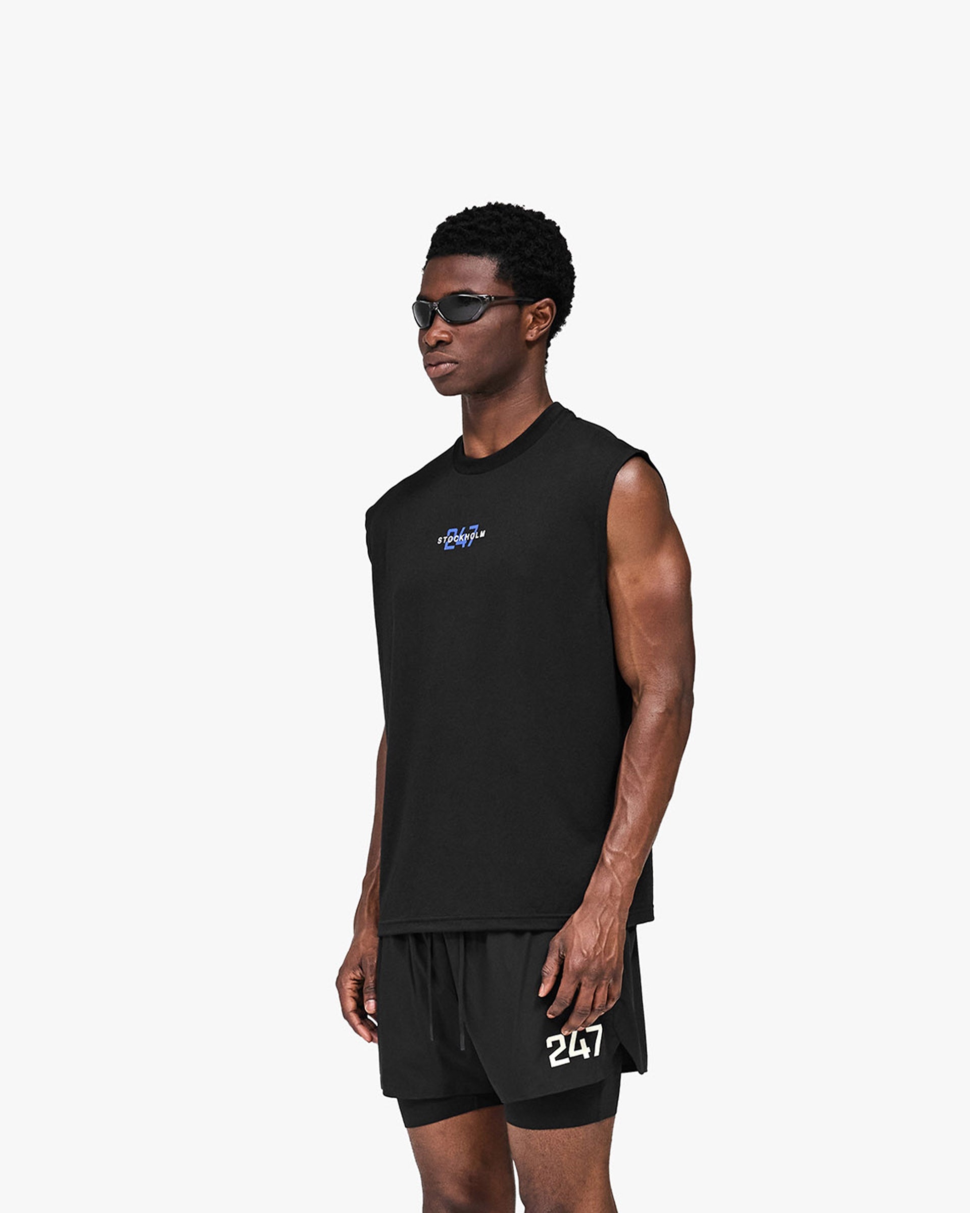 247 Stockholm Oversized Tank Jet Black | Performance Tank | REPRESENT