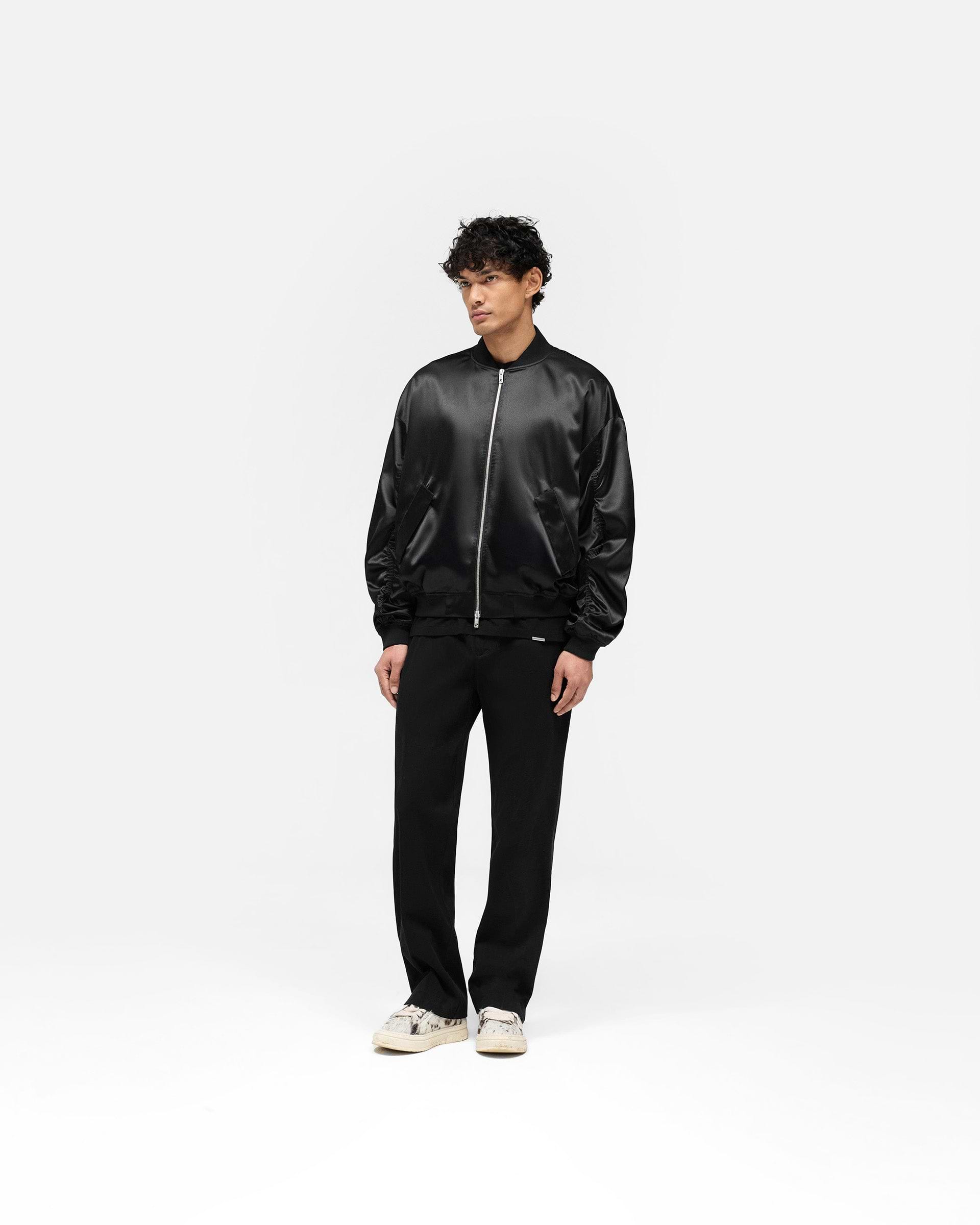 Black Satin Bomber | Mens Jackets - Oversized | REPRESENT