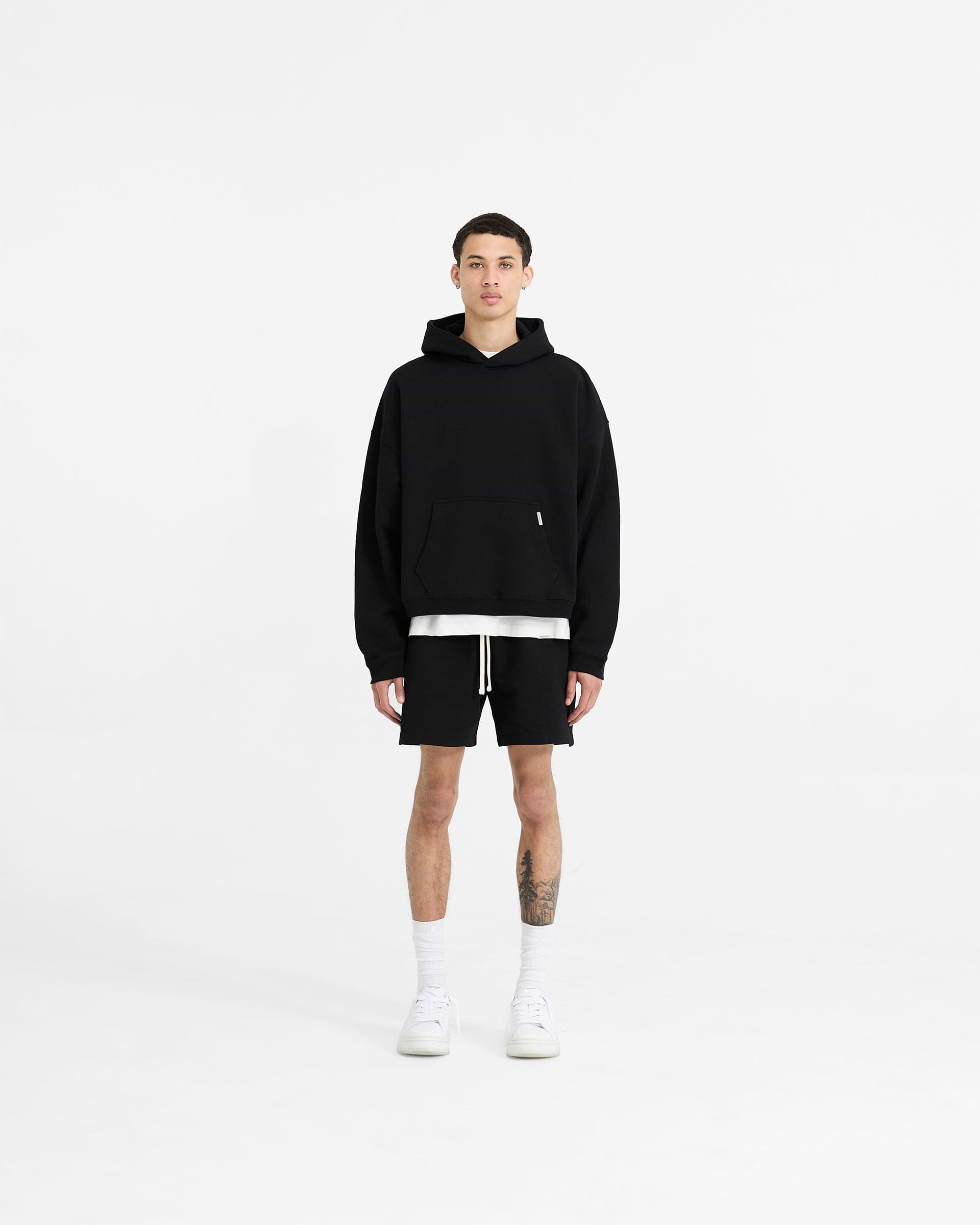 Initial Boxy Hoodie - Black | REPRESENT