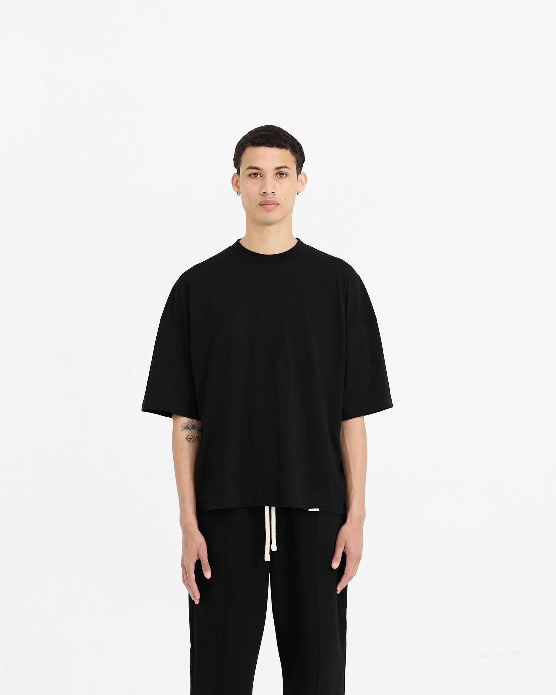2 x Initial Boxy T-Shirt - Black & Ice Grey Marl