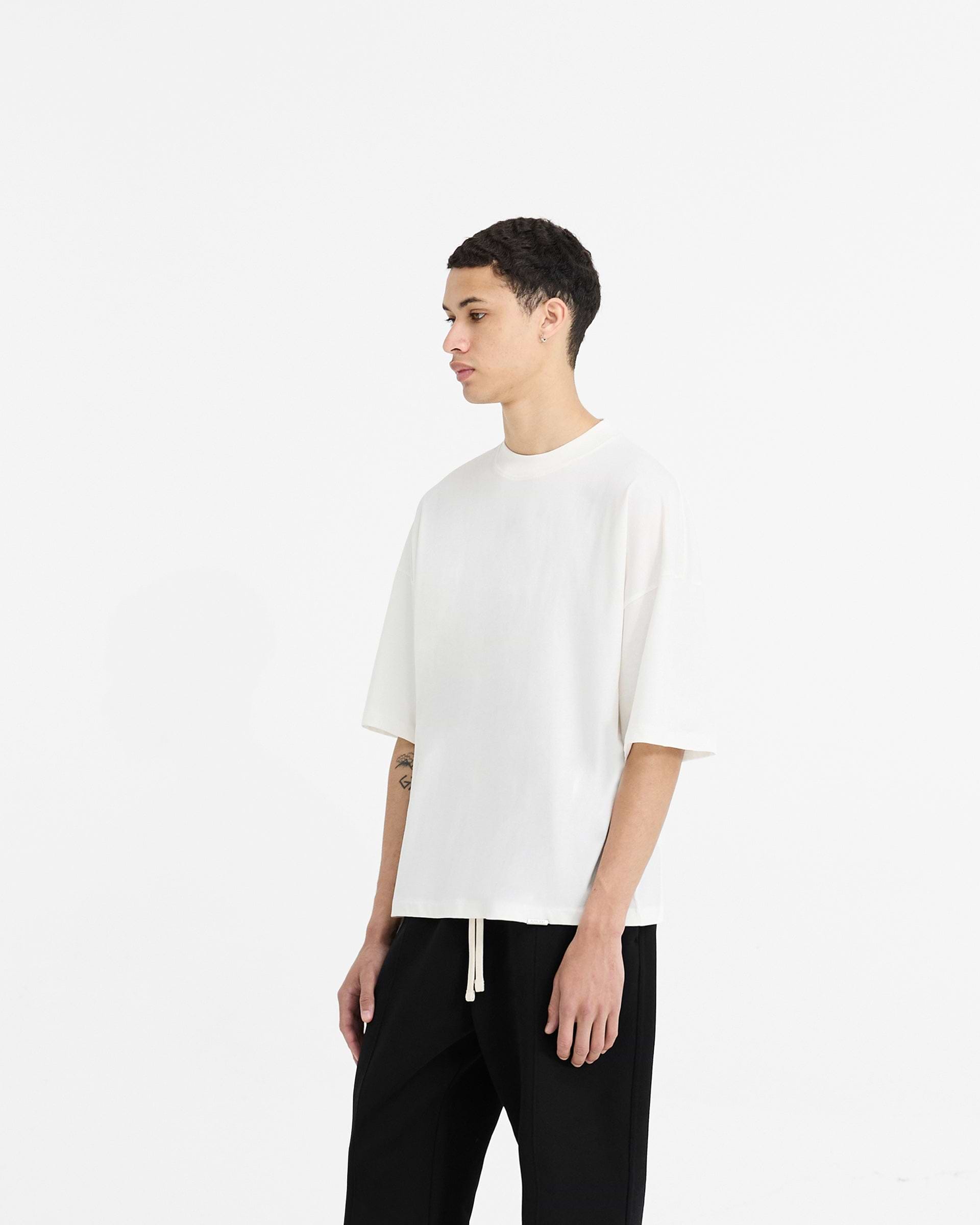 2 x Initial Boxy T-Shirt - Flat White & Black
