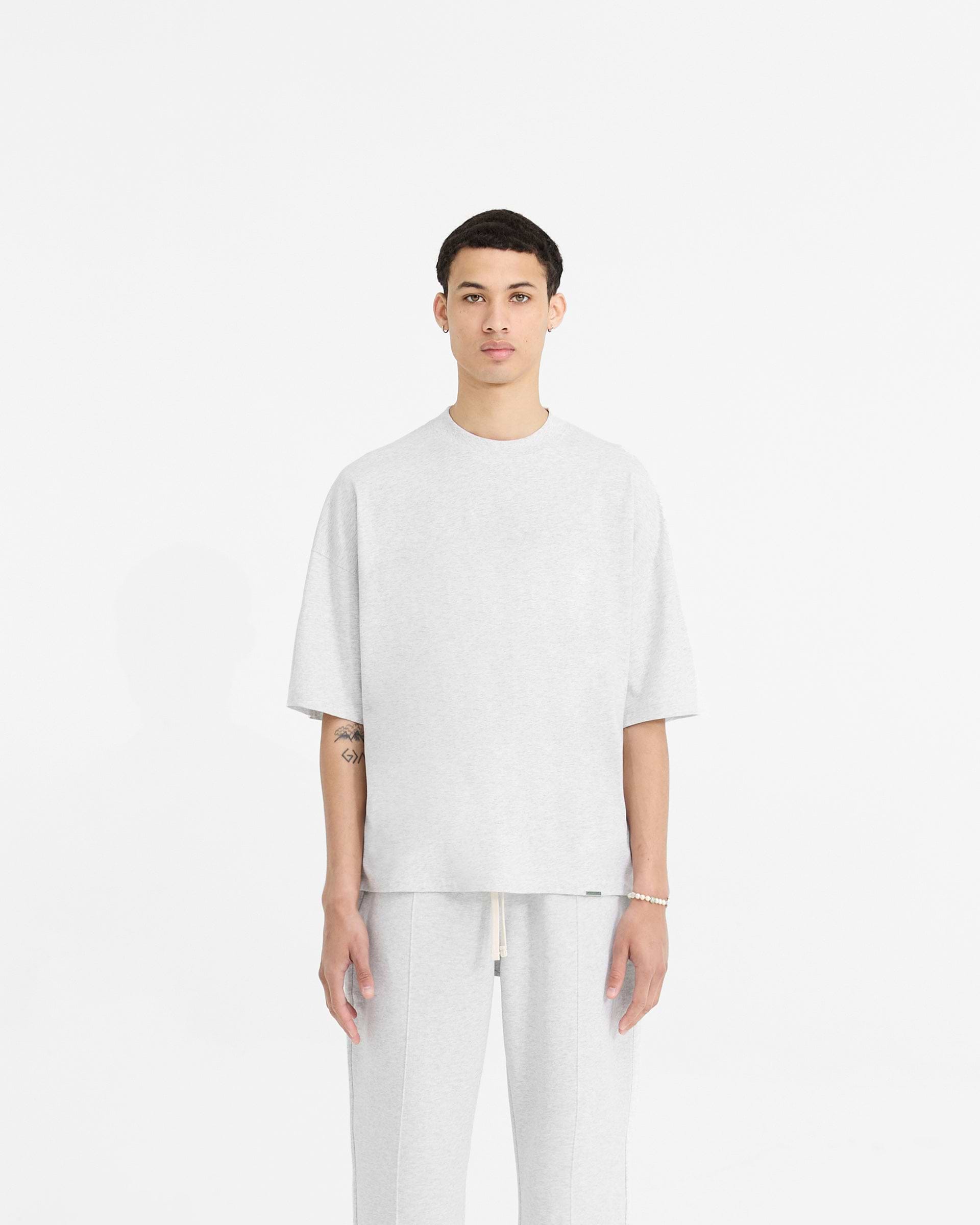 2 x Initial Boxy T-Shirt - Flat White & Ice Grey Marl