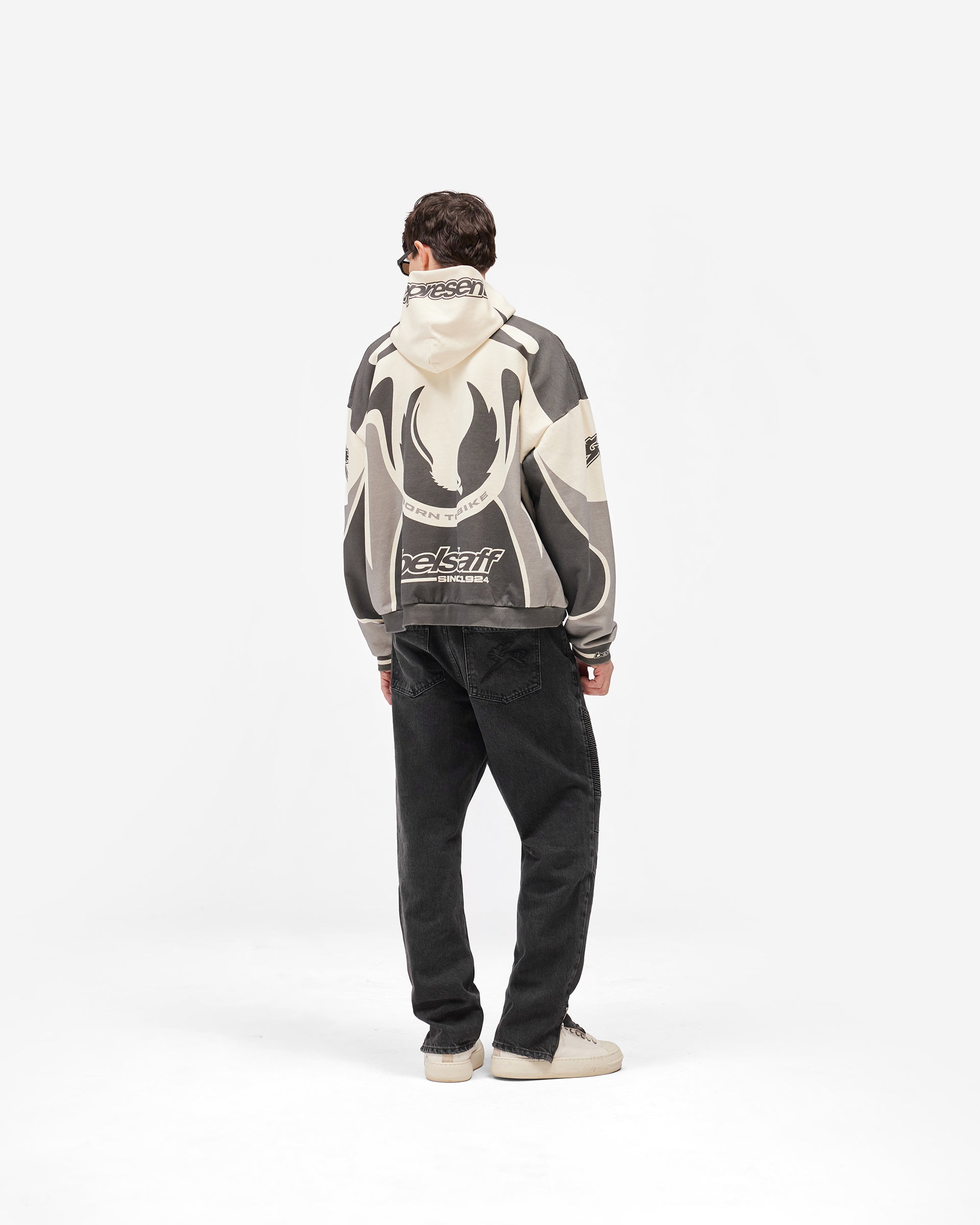 Represent x Belstaff Racing Hoodie Dark Grey | Mens Hoodies