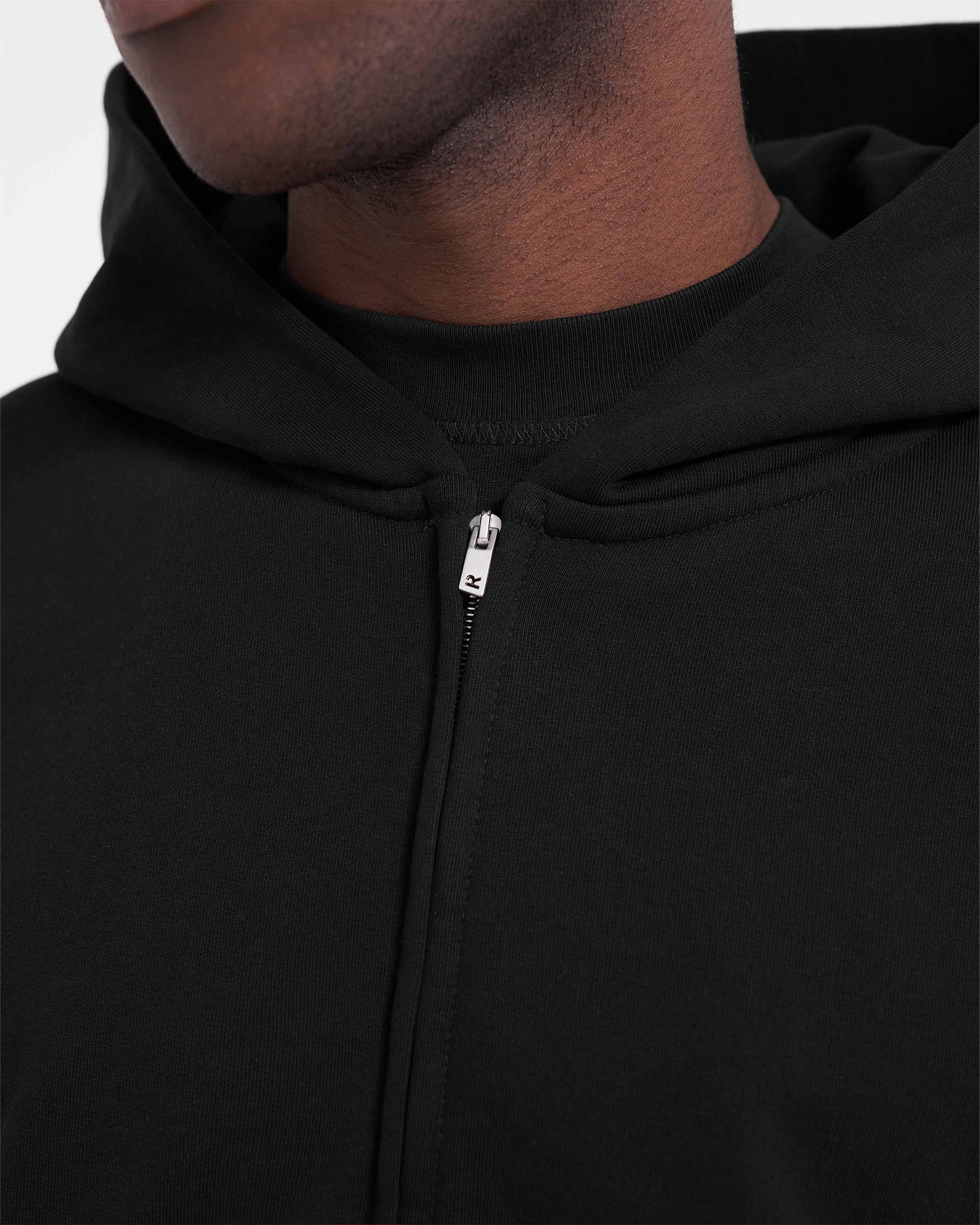 Initial Zip Hoodie - Jet Black