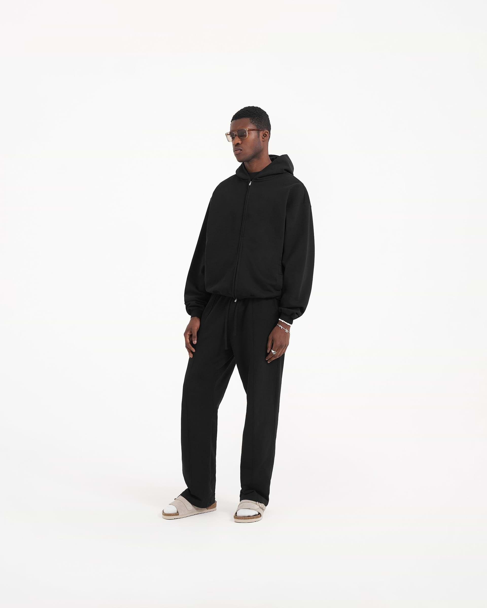 Initial Zip Hoodie - Jet Black