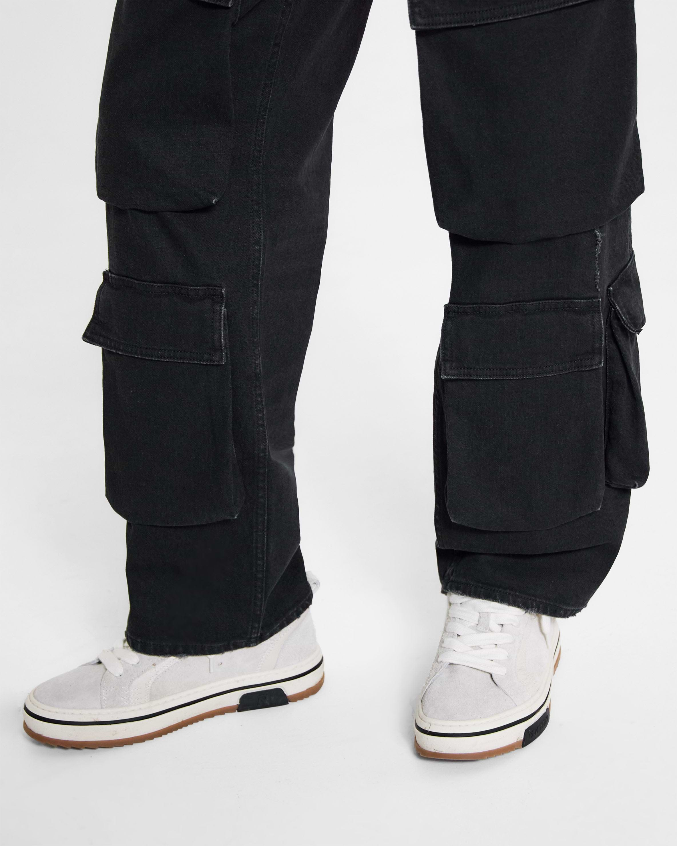 Black cargo denim hotsell