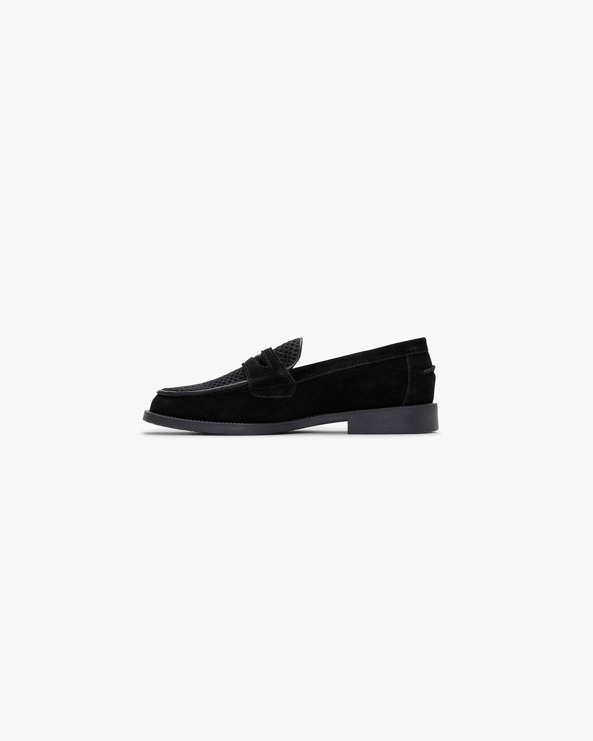 Womens Represent X Duke + Dexter Suede Rattan Penny Loafer - Black