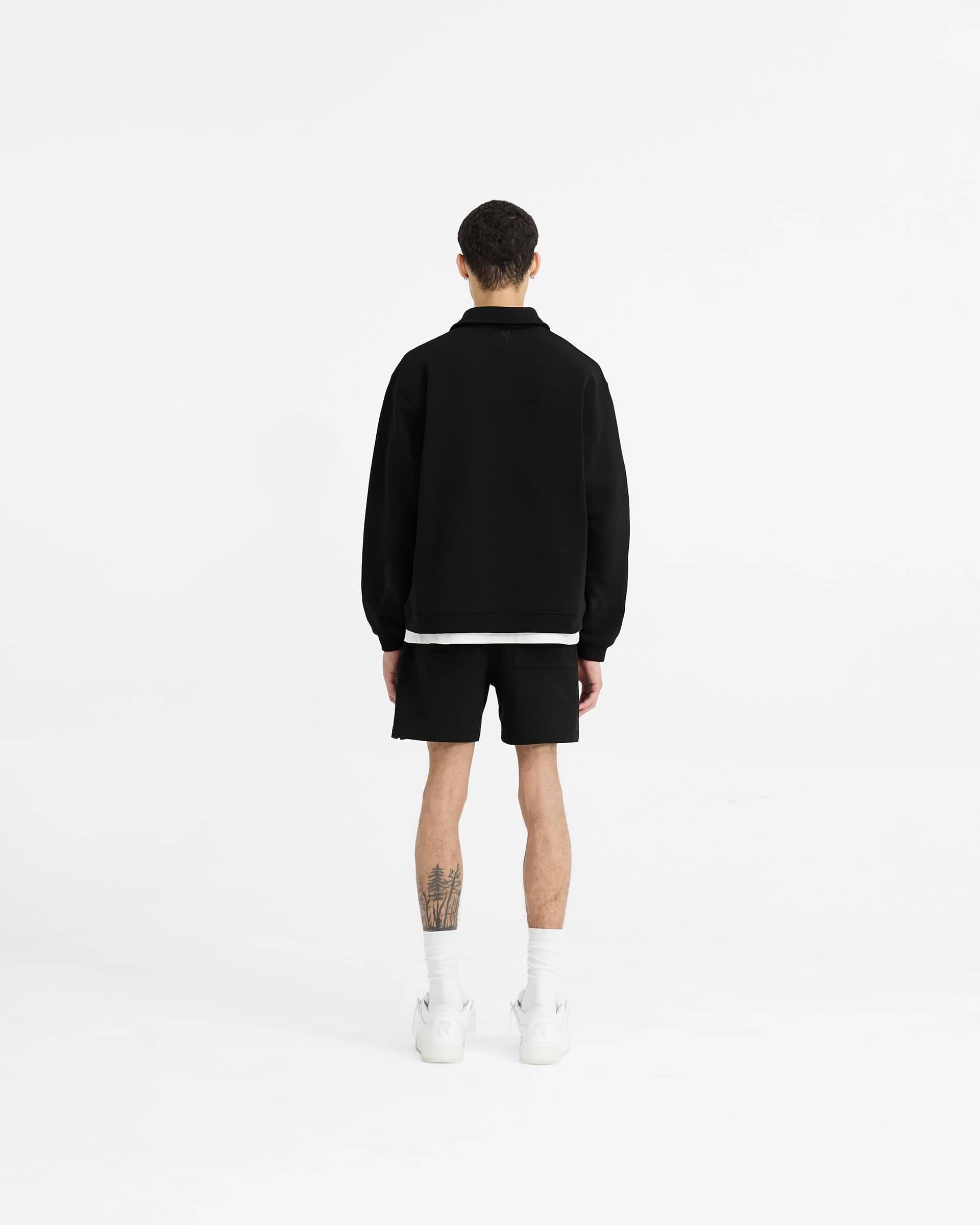 Initial Boxy Quarter Zip - Black | REPRESENT