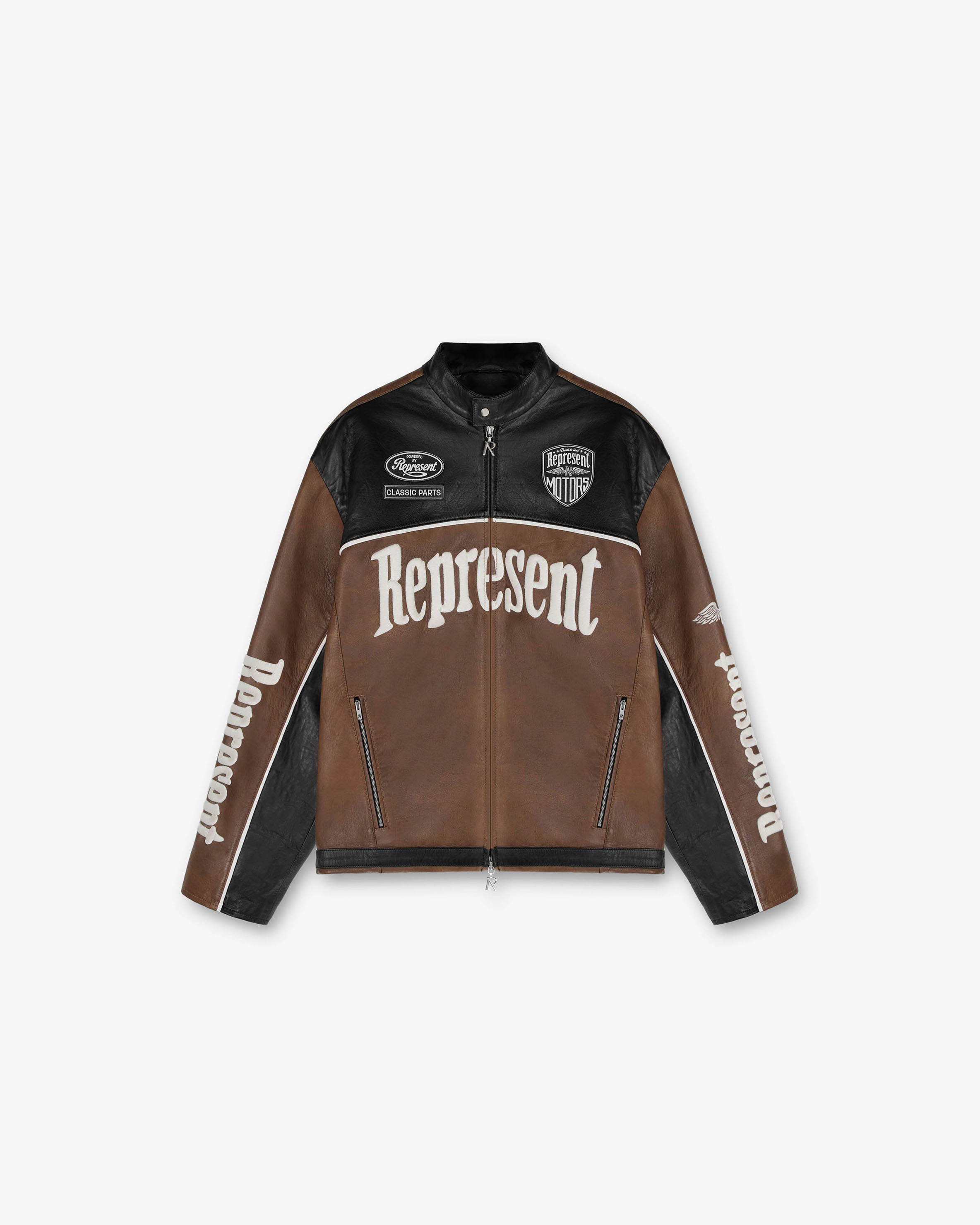 Leather Motor Jacket - Vintage Brown Black