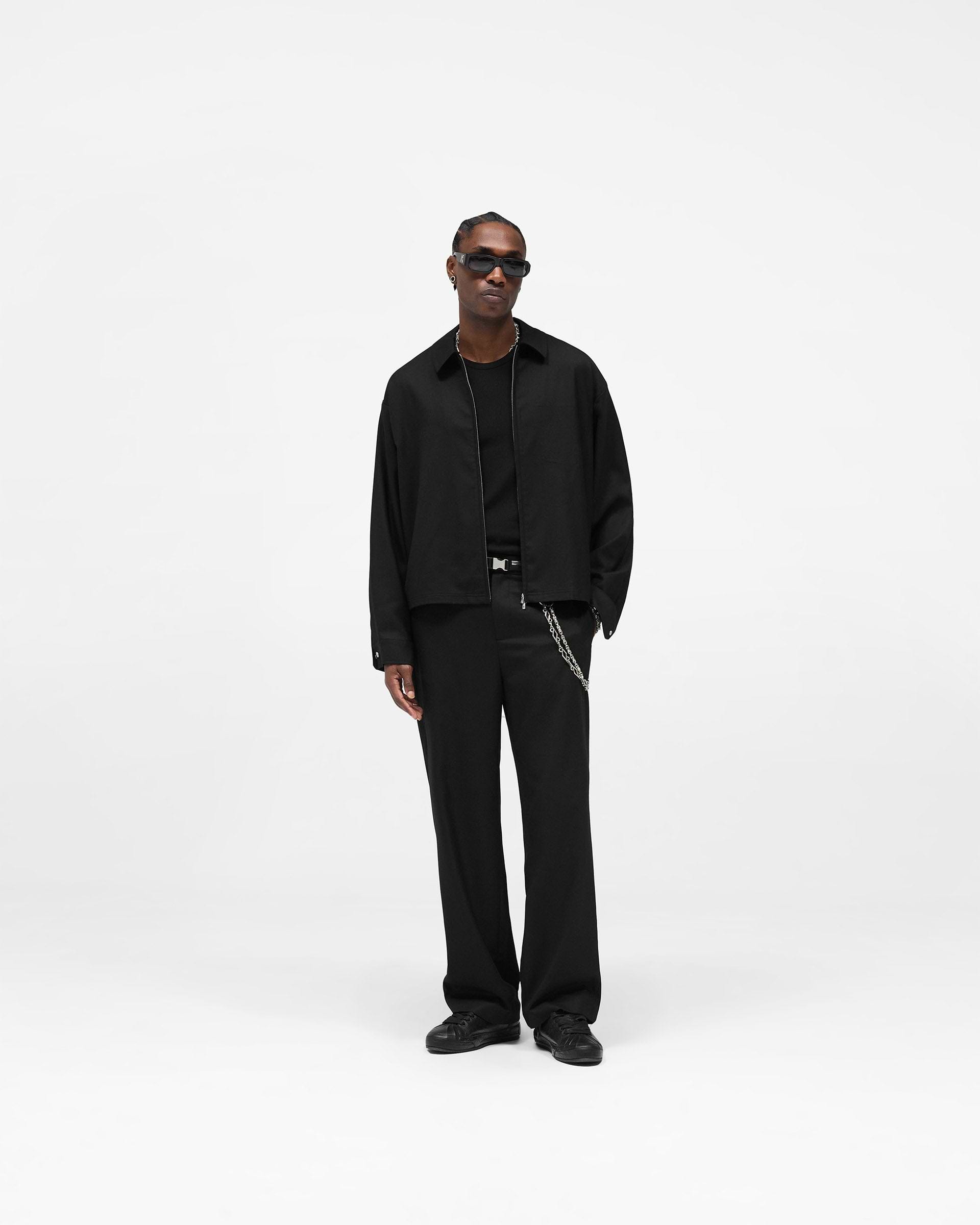 Jet Black Zip Wool Overshirt | Jackets & Outwear | REPRESENT