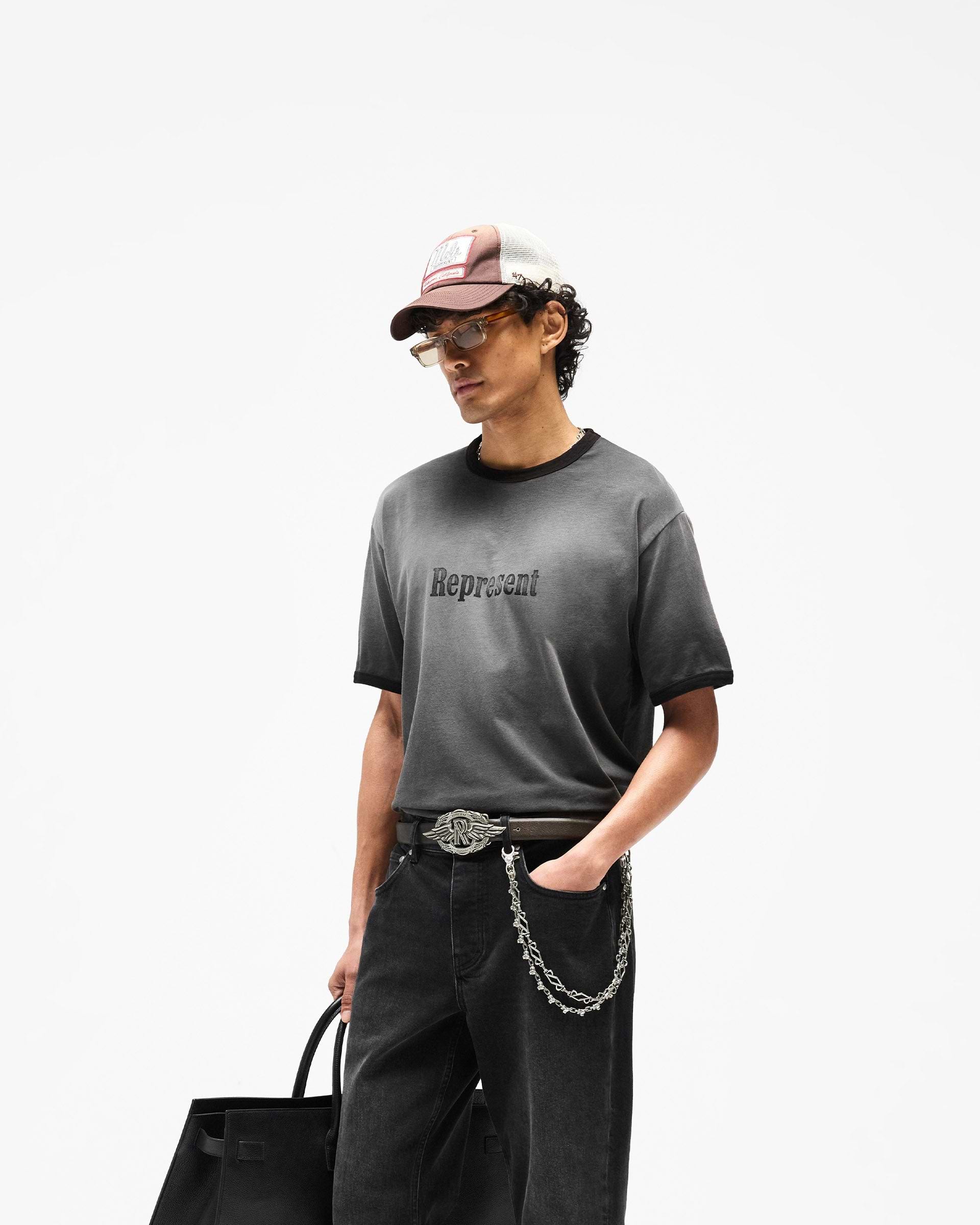 Represent Ringer T-Shirt Stained Black | Regular Fit Cotton Tee