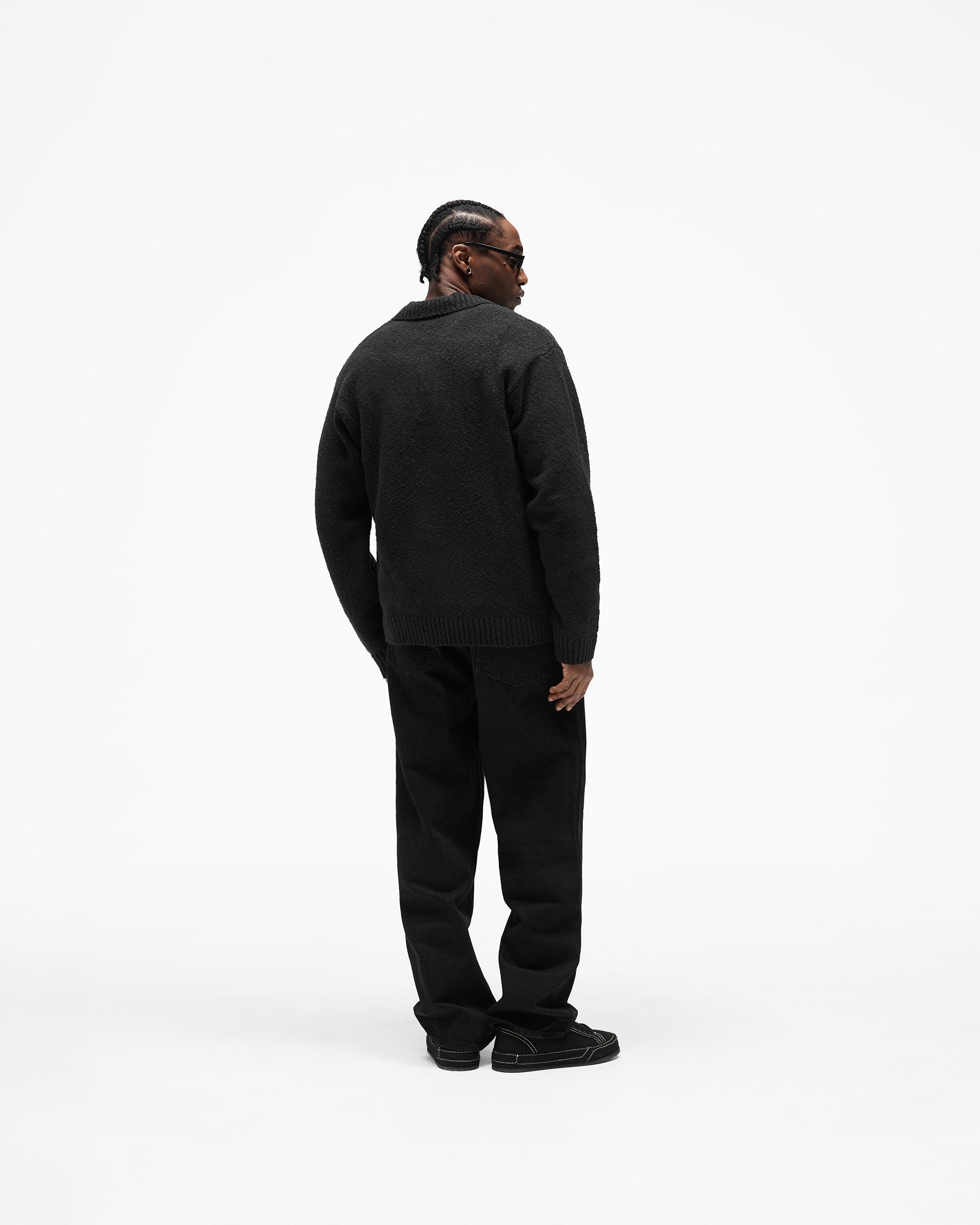 Knitted Boucle Polo - Jet Black
