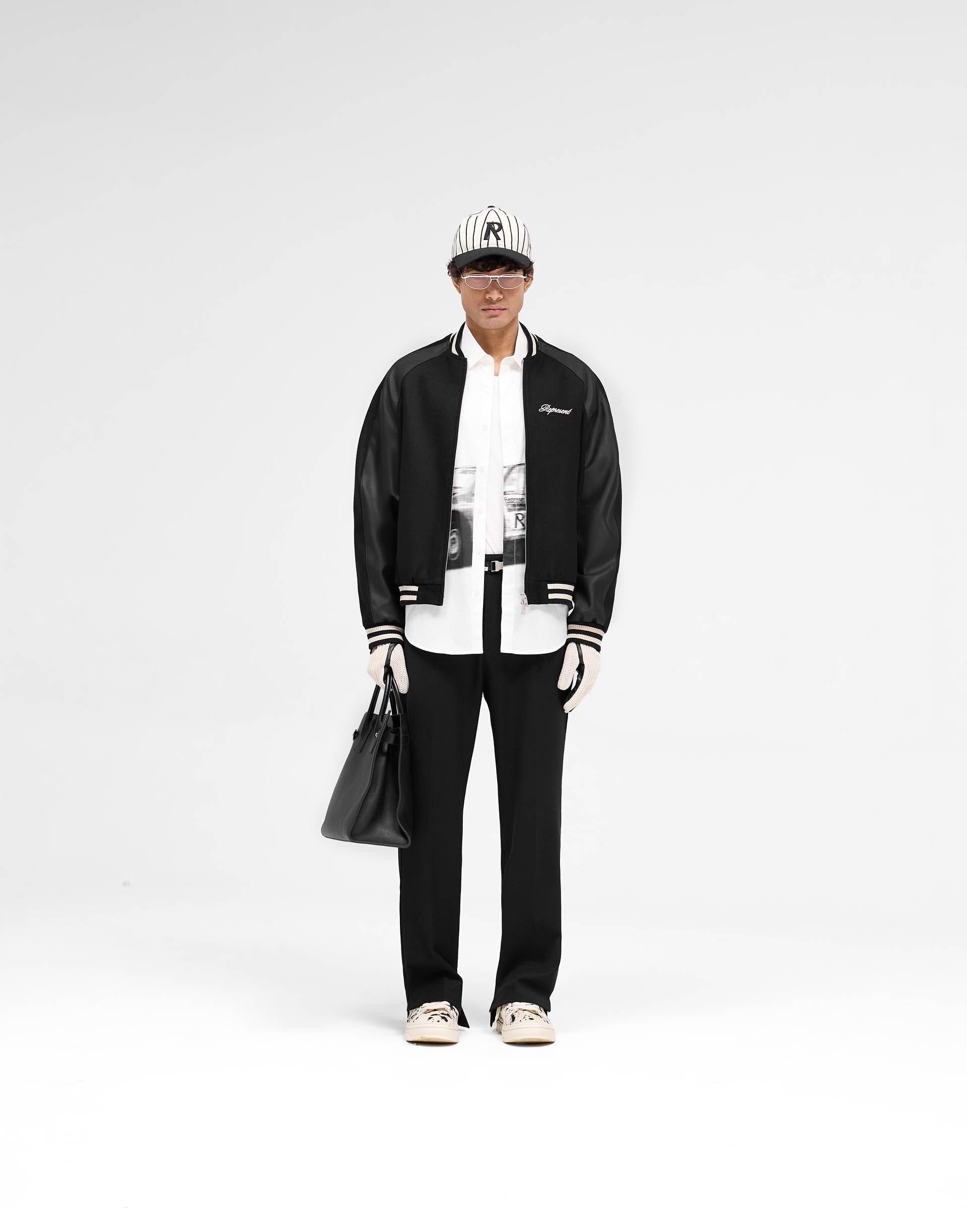 Raglan Varsity Jacket - Black | REPRESENT