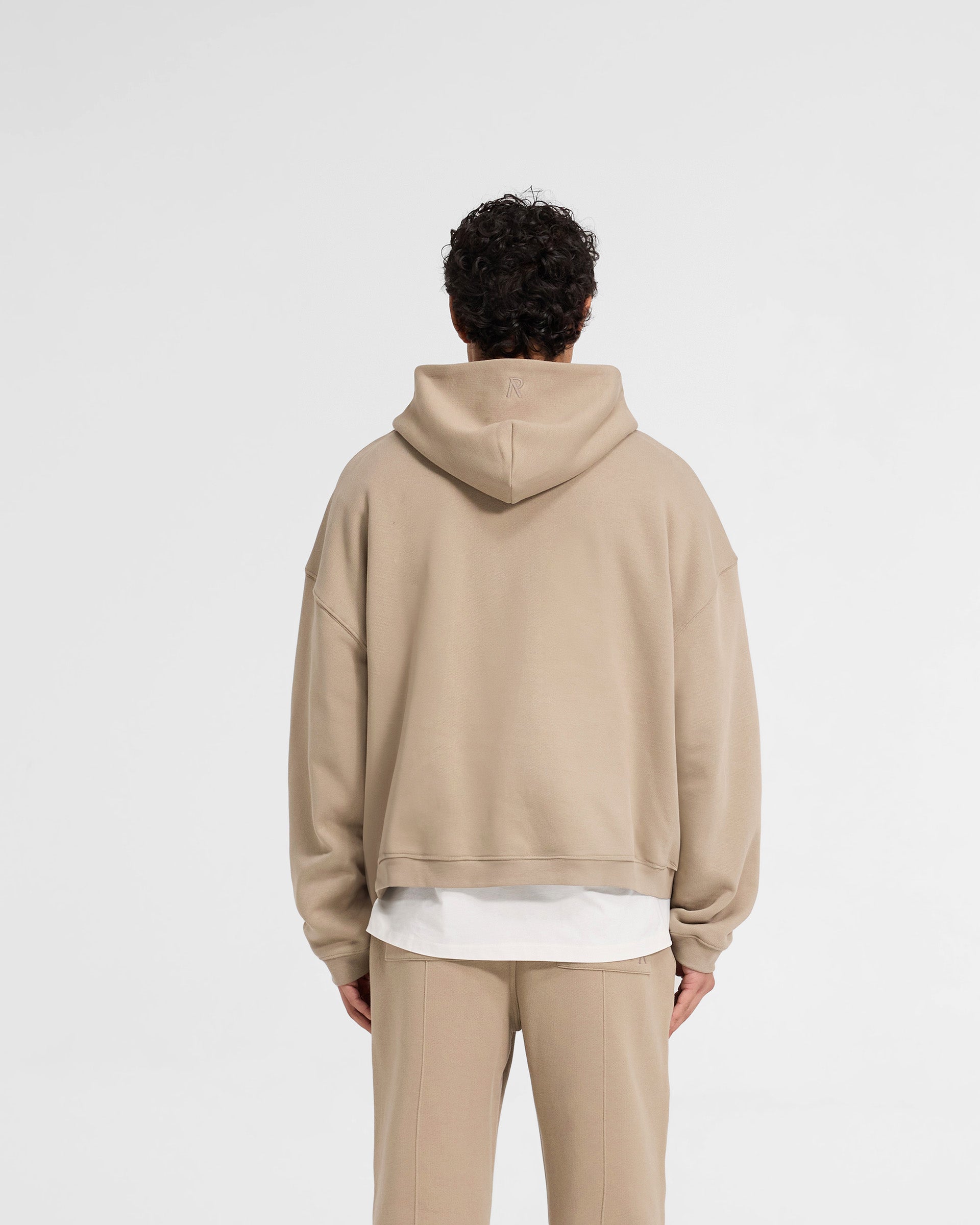 Initial Boxy Zip Through Hoodie - Dune