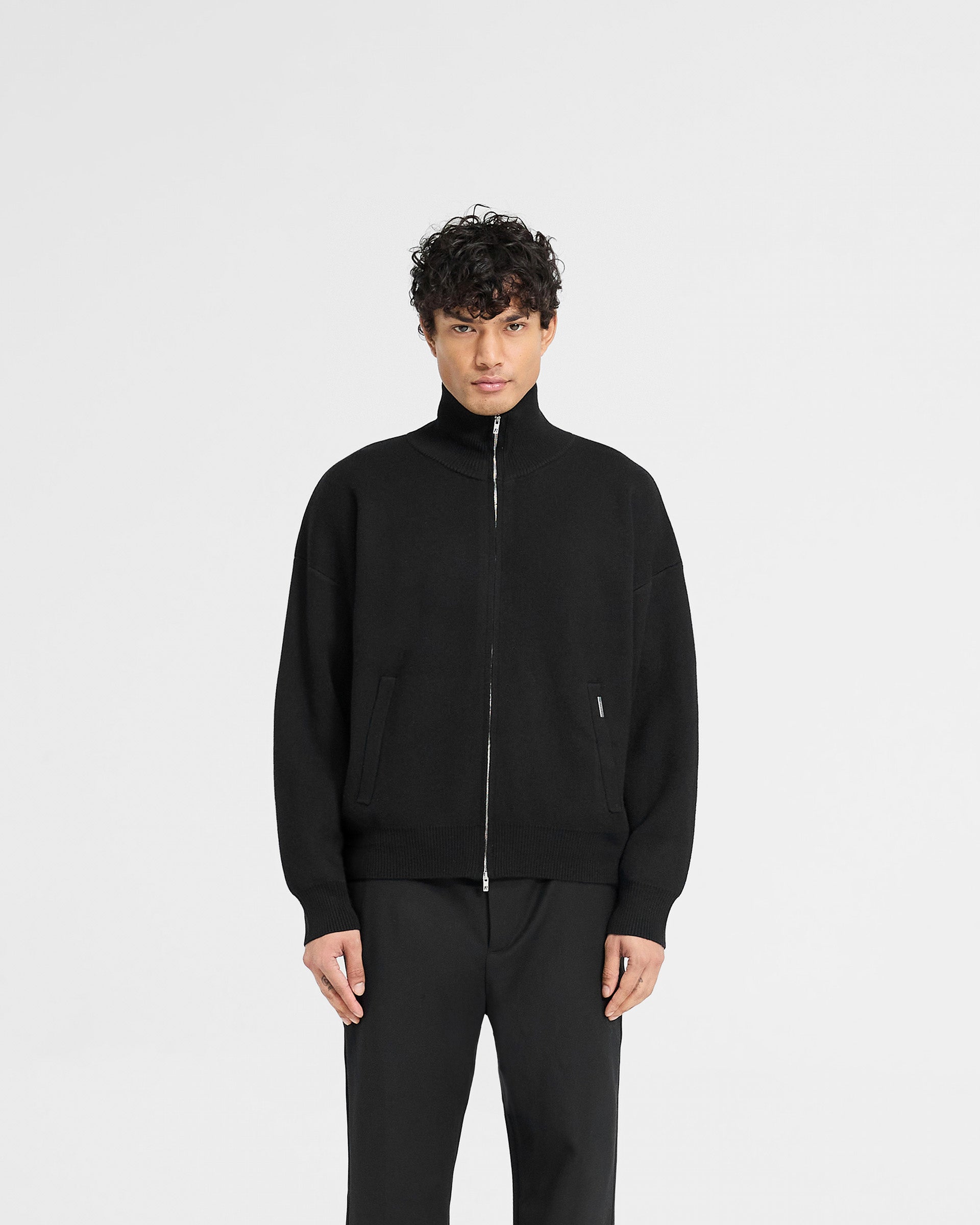 Initial Knitted Track Jacket - Jet Black