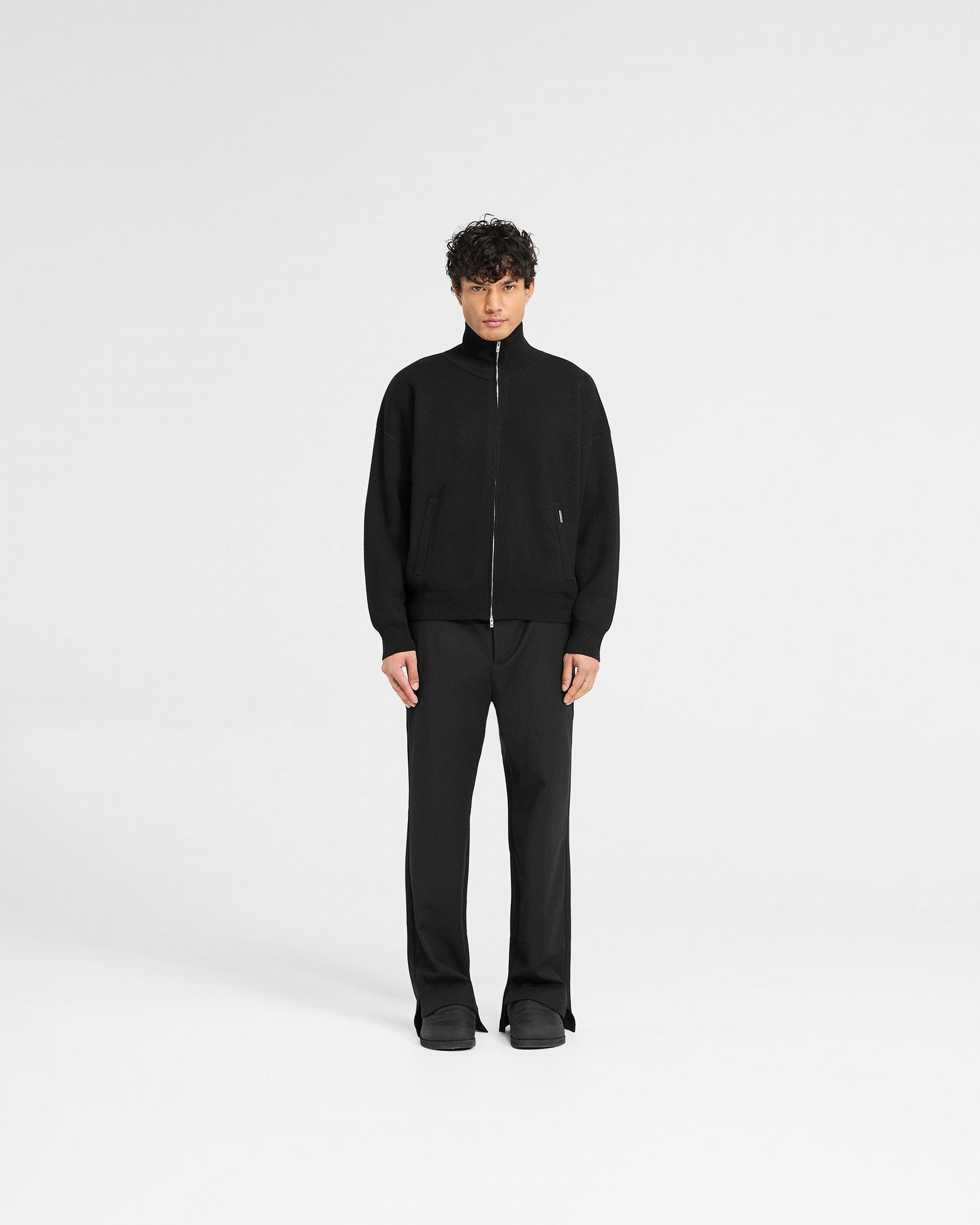 Initial Knitted Track Jacket - Jet Black