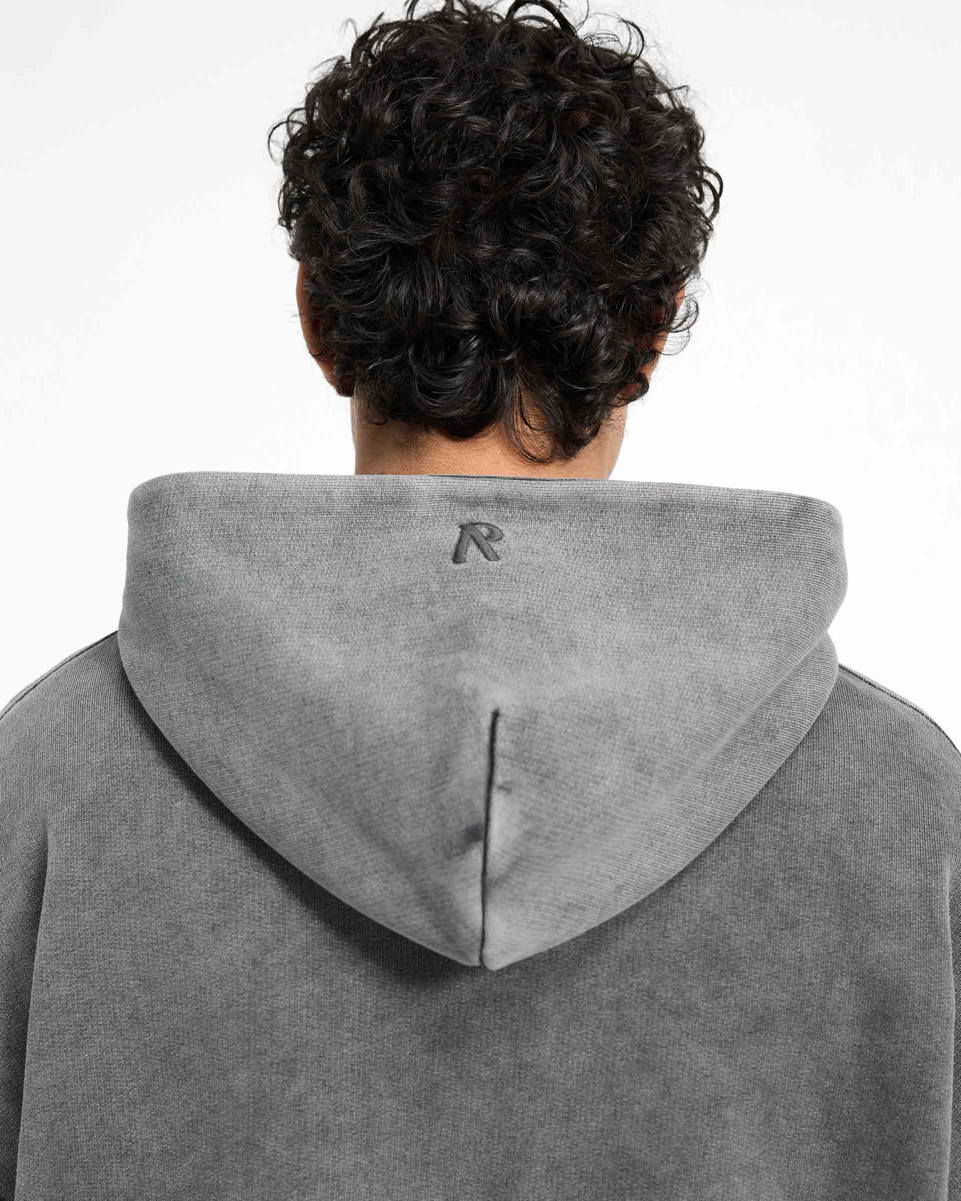 Initial Boxy Oversized Zip Through Hoodie | Vintage Grey
