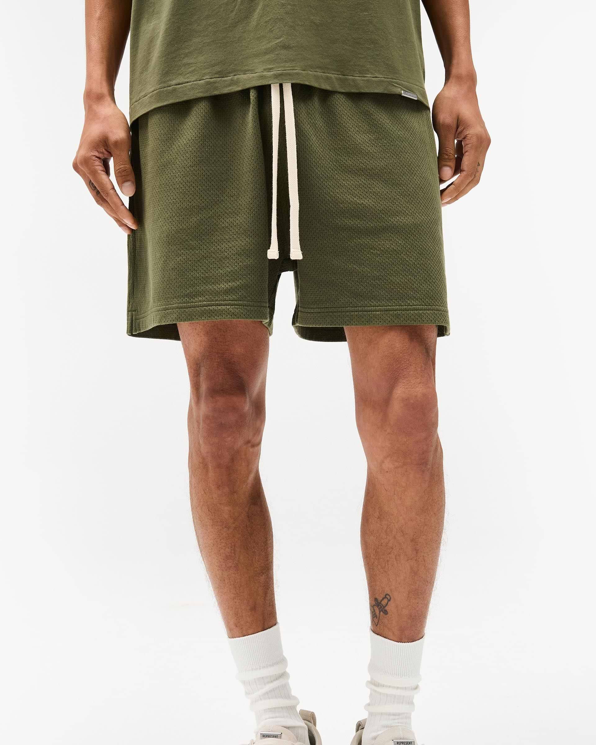 Initial Mesh Shorts - Army Green