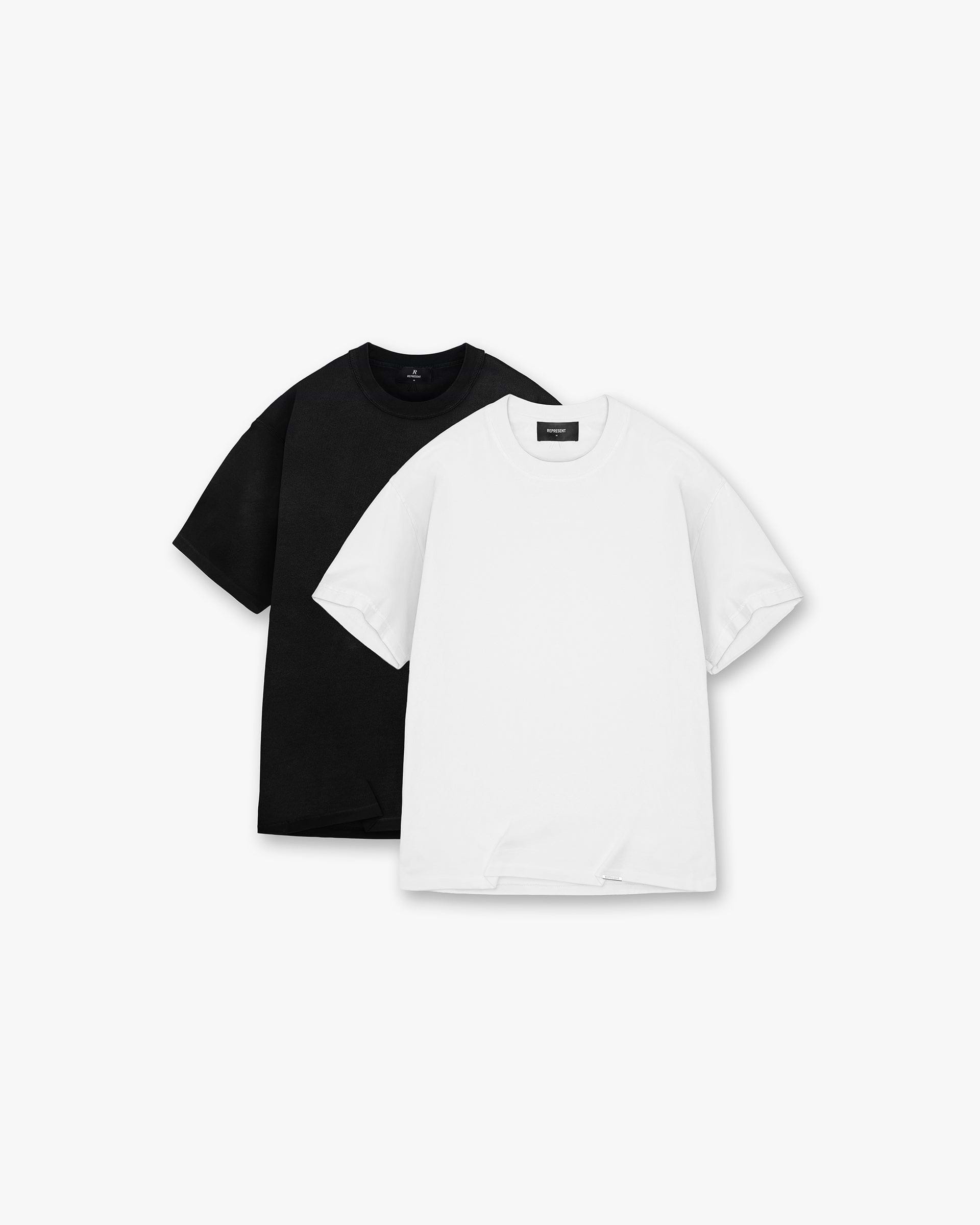 2 x Initial T-Shirt - Flat White & Black