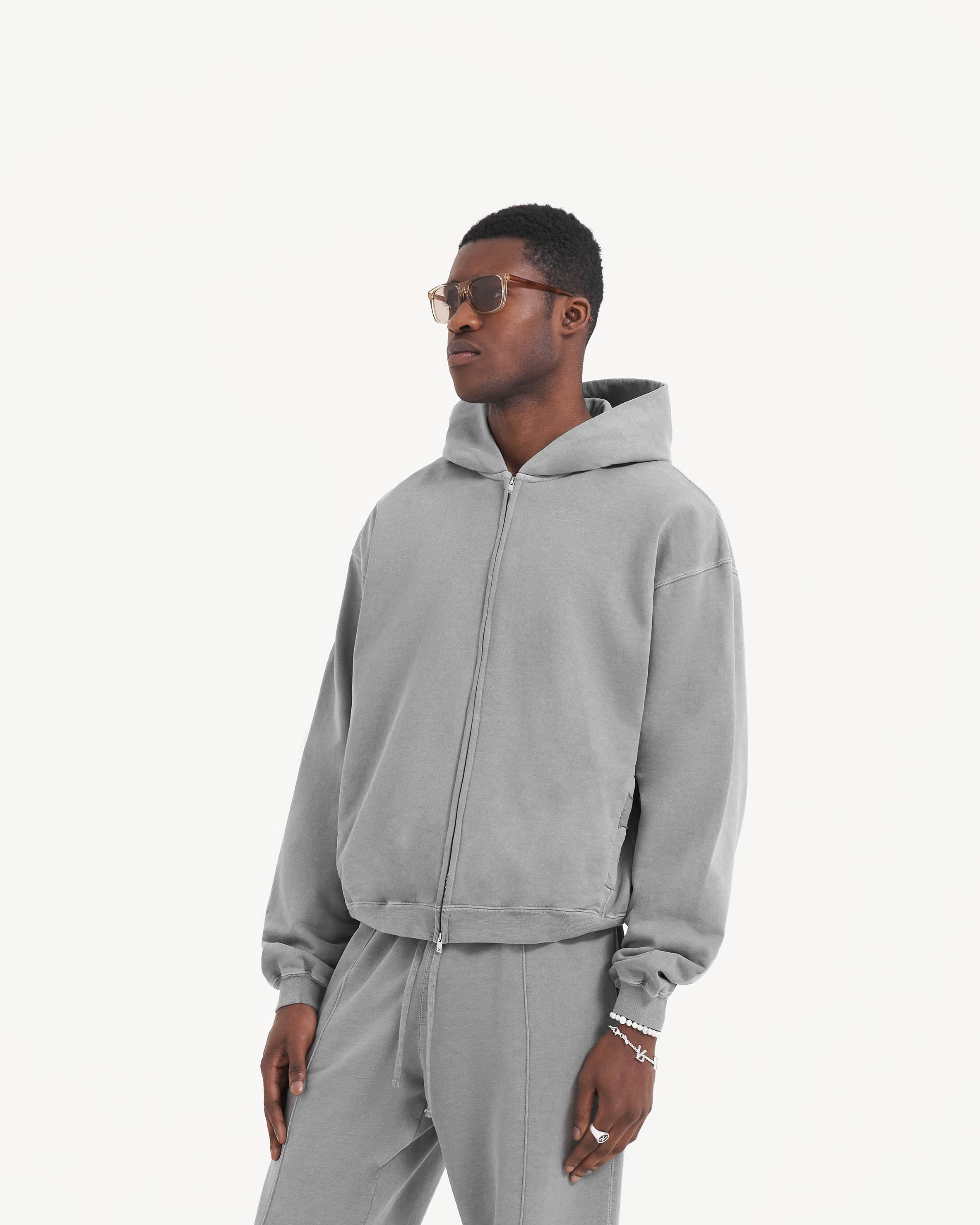 Initial Zip Hoodie - Ultimate Grey