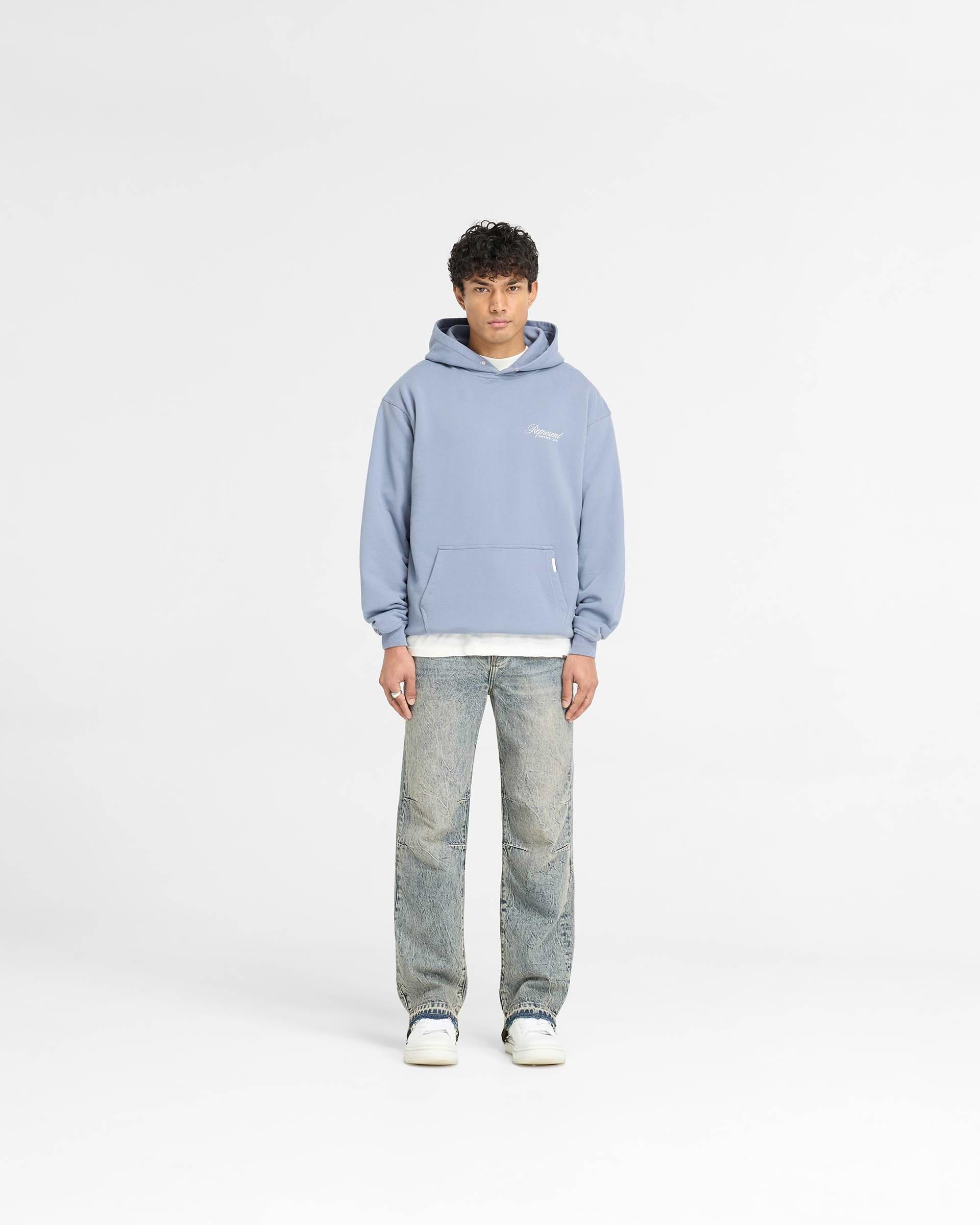 Represent Owners Club Script Hoodie | Dusty Blue | REPRESENT