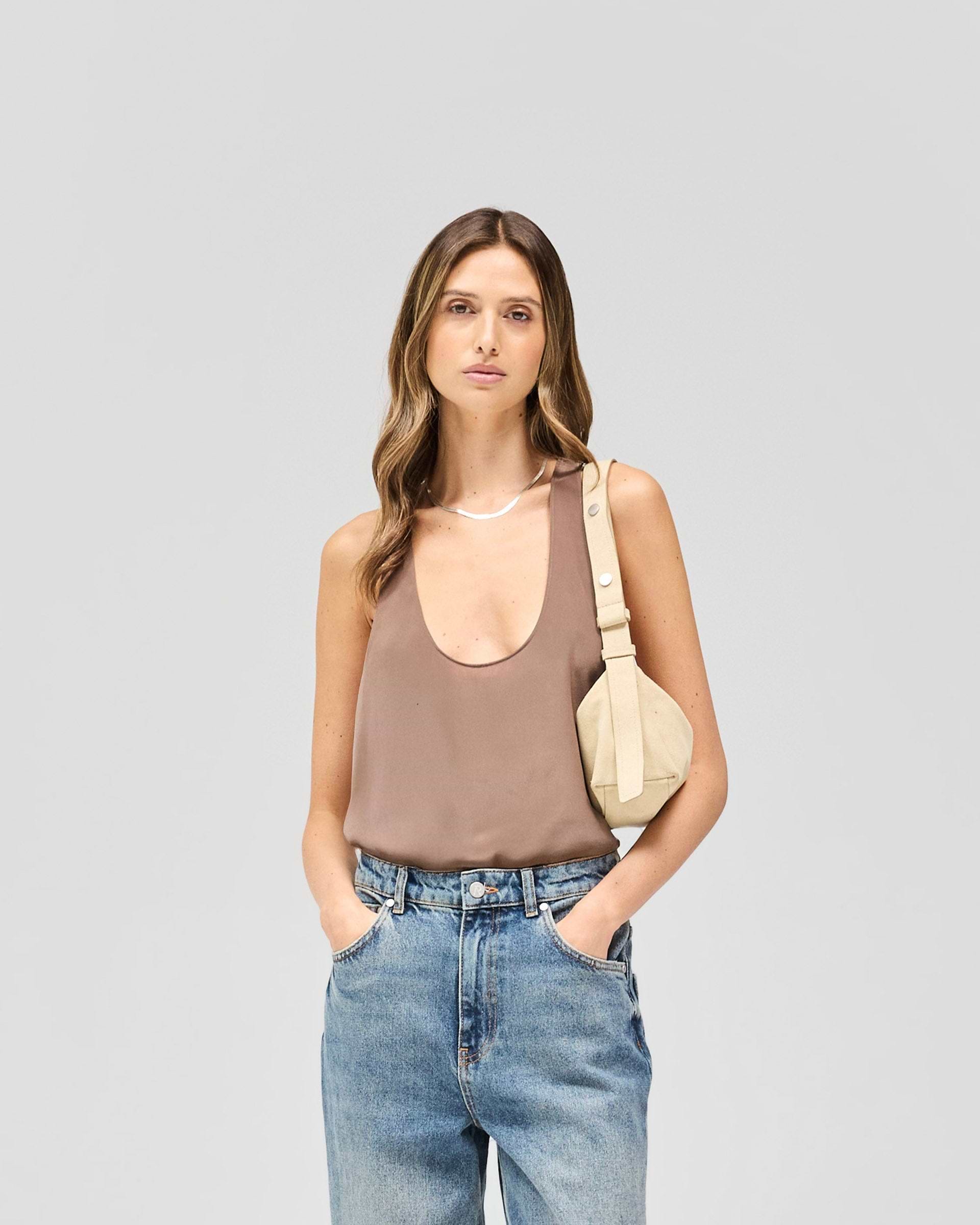 Mirage Silk Vest - Coffee Quartz