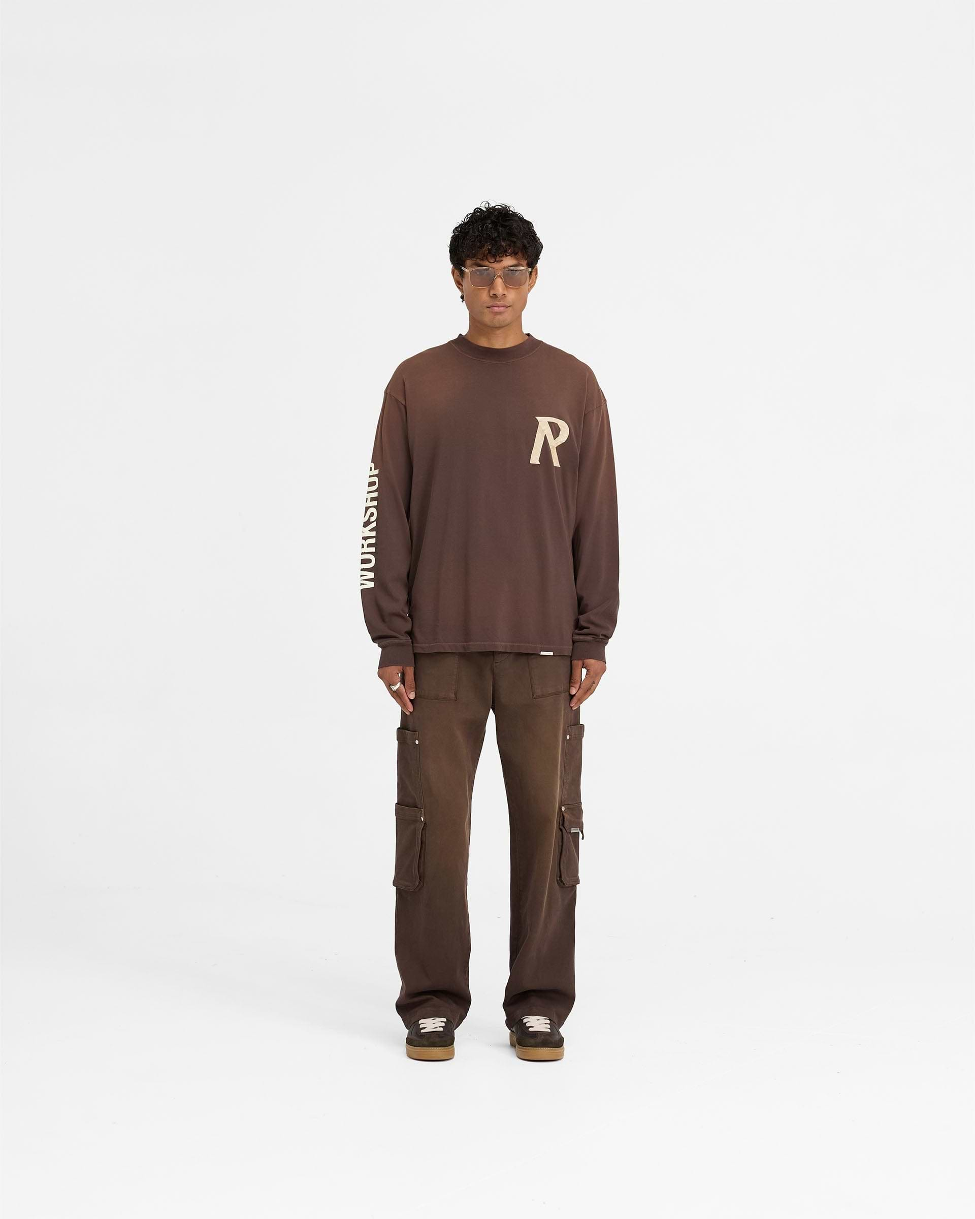 Masking Tape Initial Long Sleeve T-Shirt - Cedar