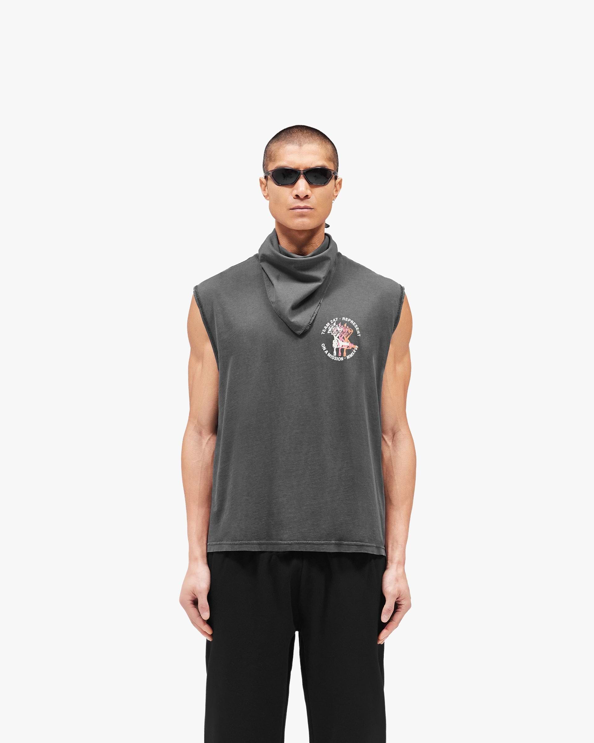 Washed Black 247 Torch Crop Tank | 247 SS26 T-Shirts | REPRESENT