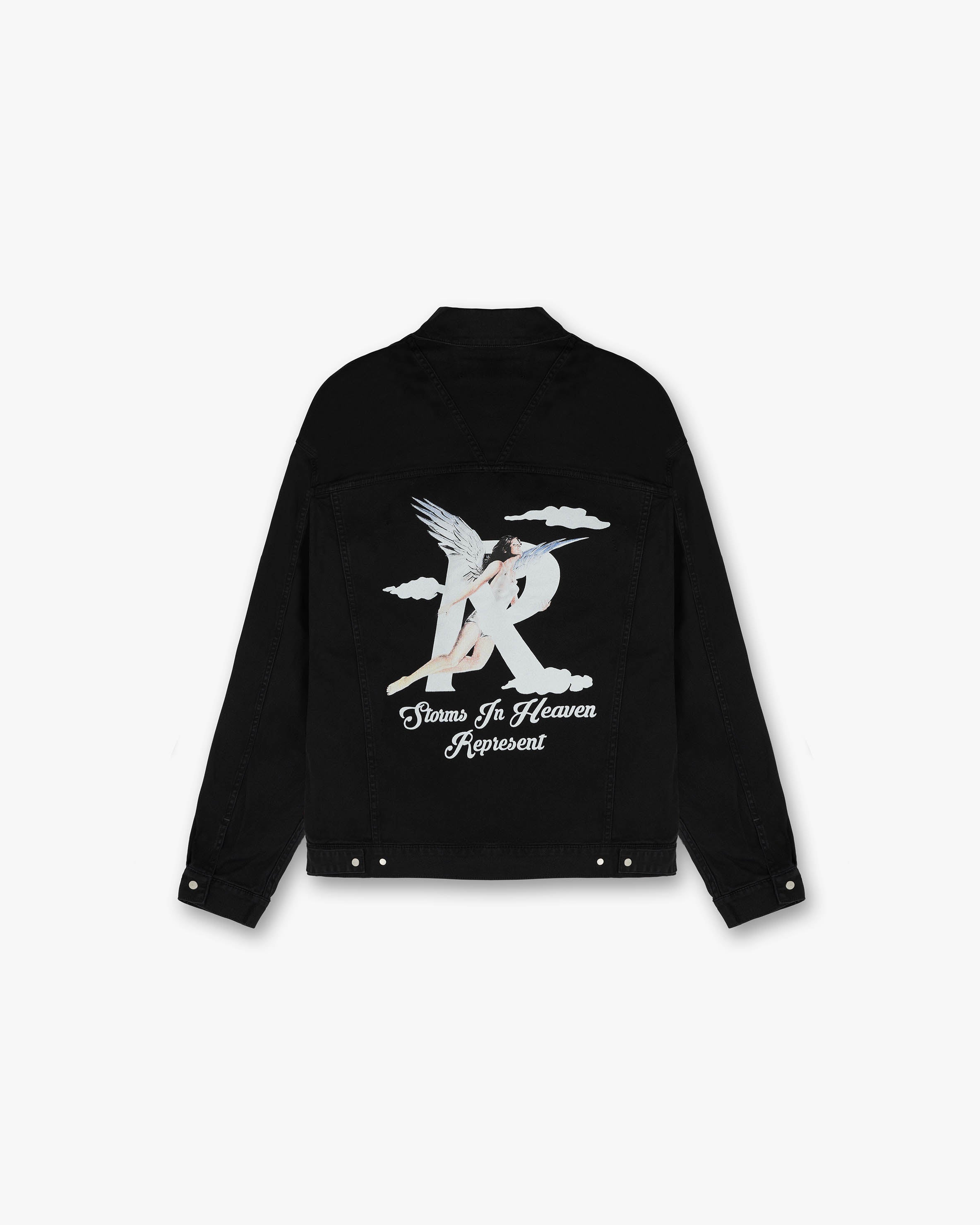 Storms In Heaven Denim Jacket | Black Outerwear Summer Vault 23 | Represent Clo