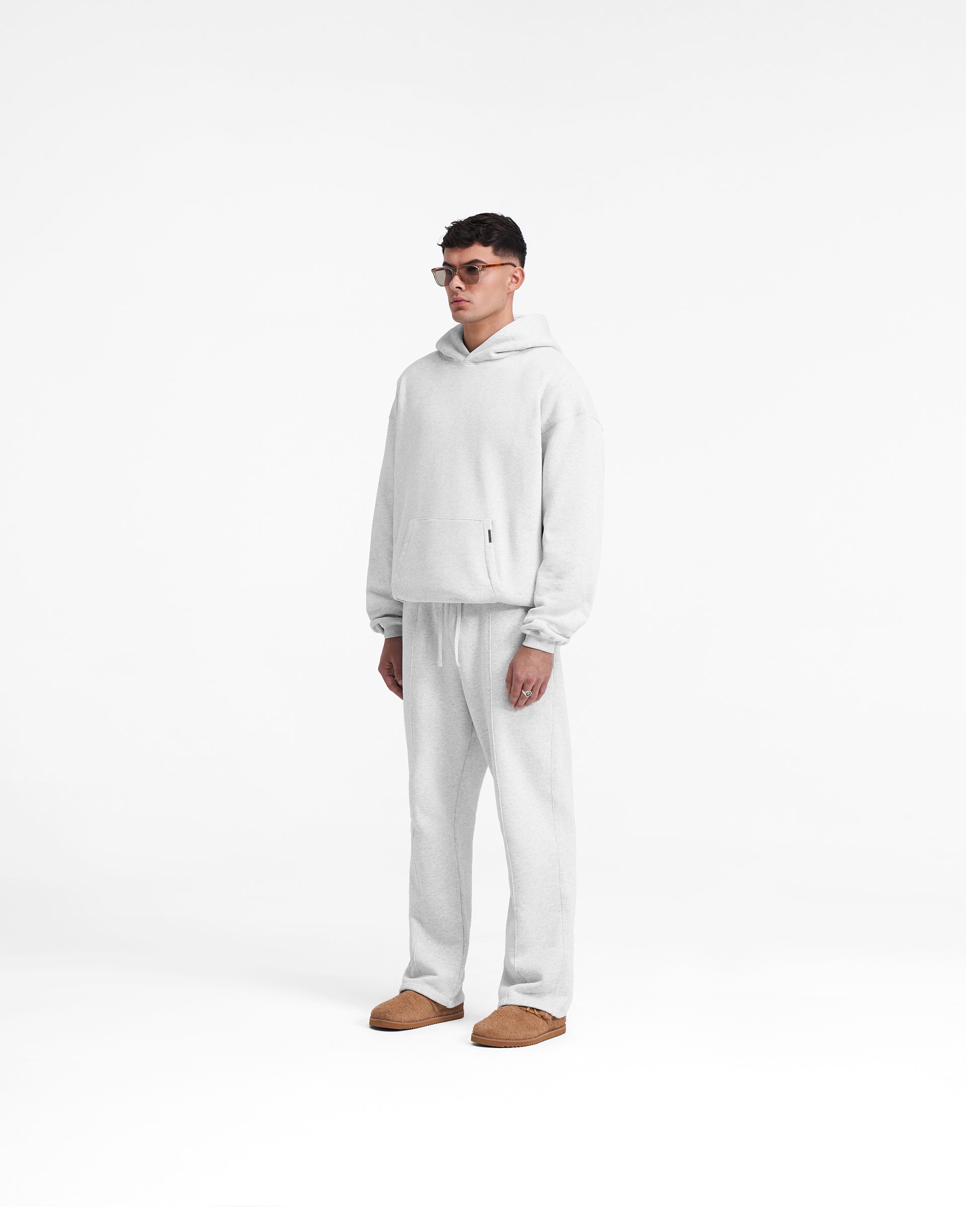 Heavyweight Initial Hoodie - Ice Grey Marl