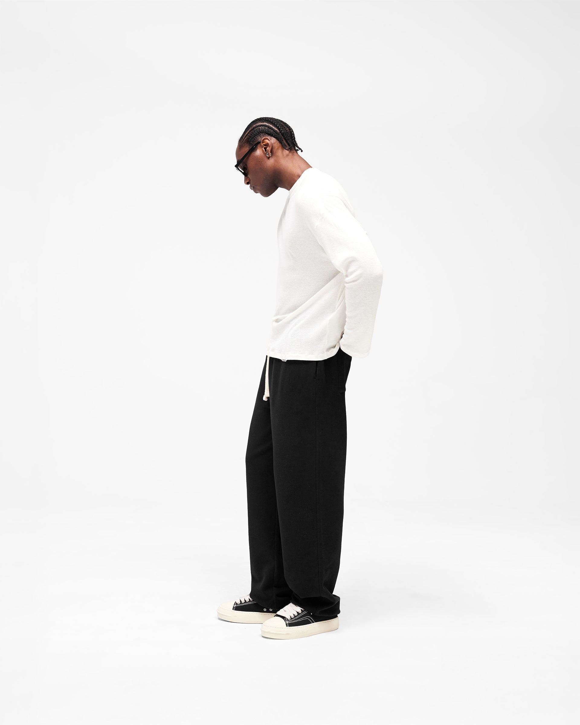 Initial Sheer Rib Long Sleeve T-Shirt - Flat White