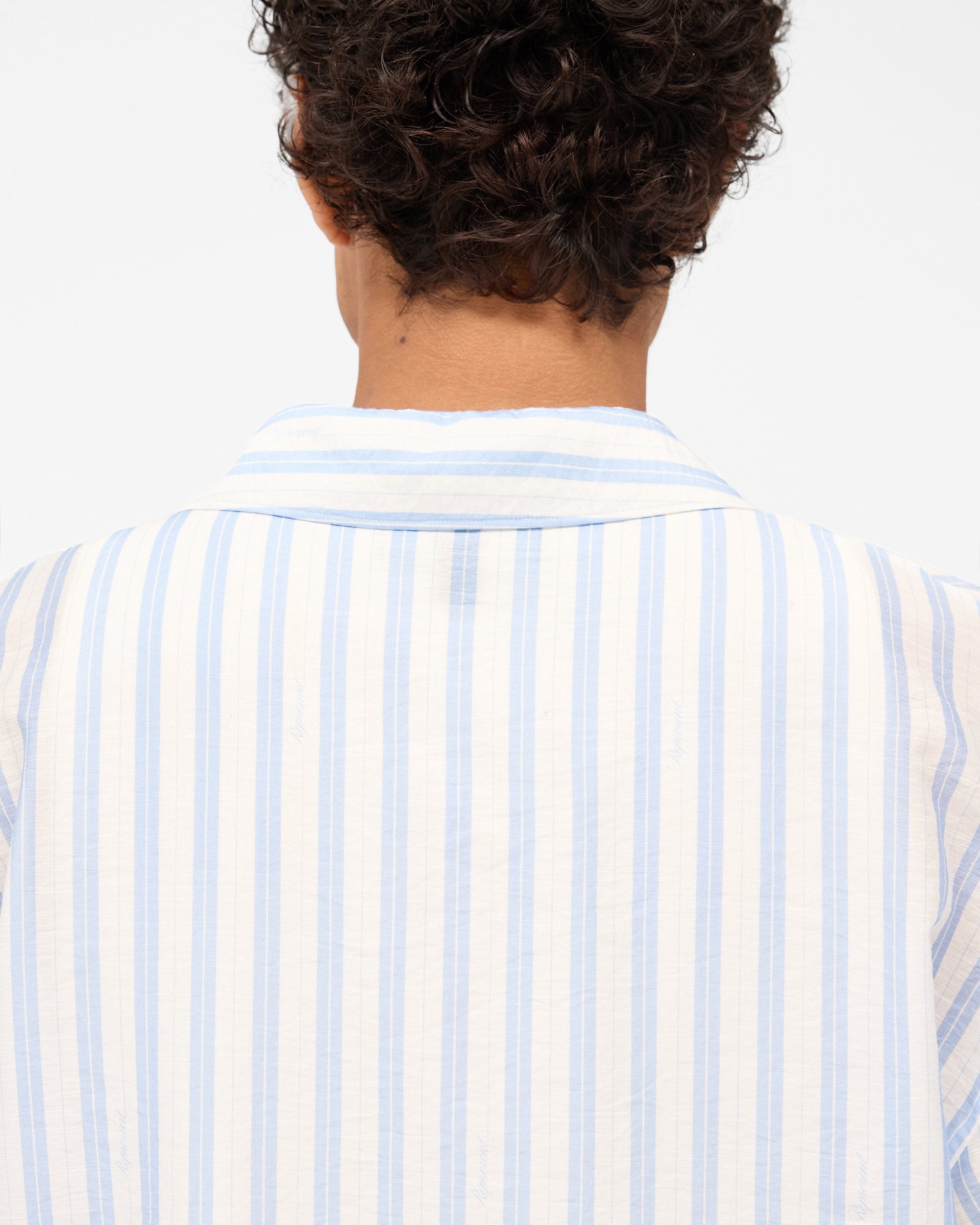 Long Sleeve Sheer Stripe Boxy Shirt - Ice Blue