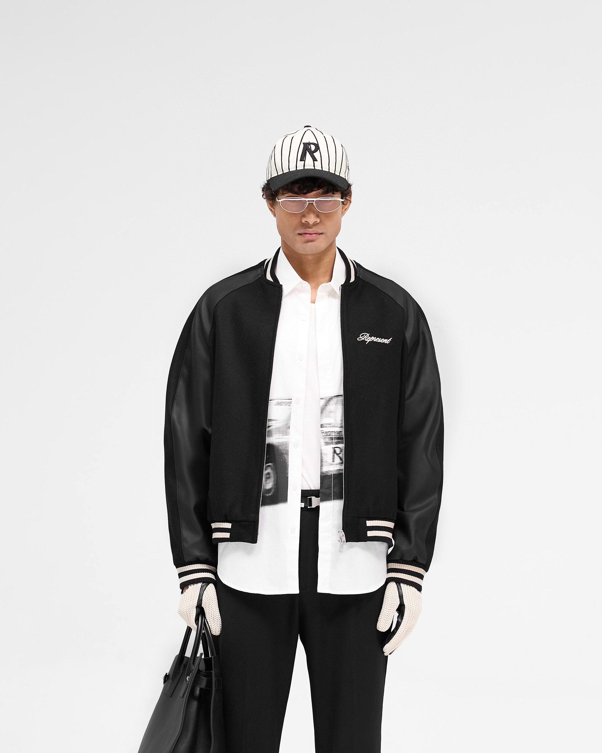 Raglan Varsity Jacket - Black | REPRESENT