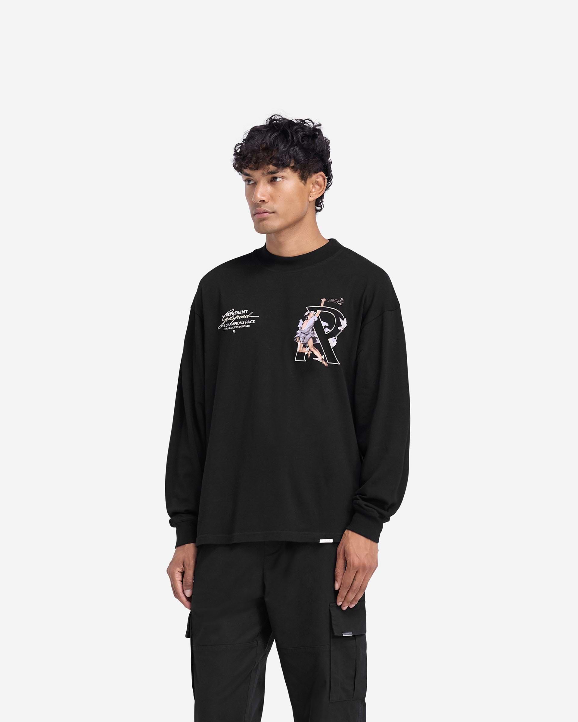 Hermes Long Sleeve T-Shirt - Jet Black | REPRESENT