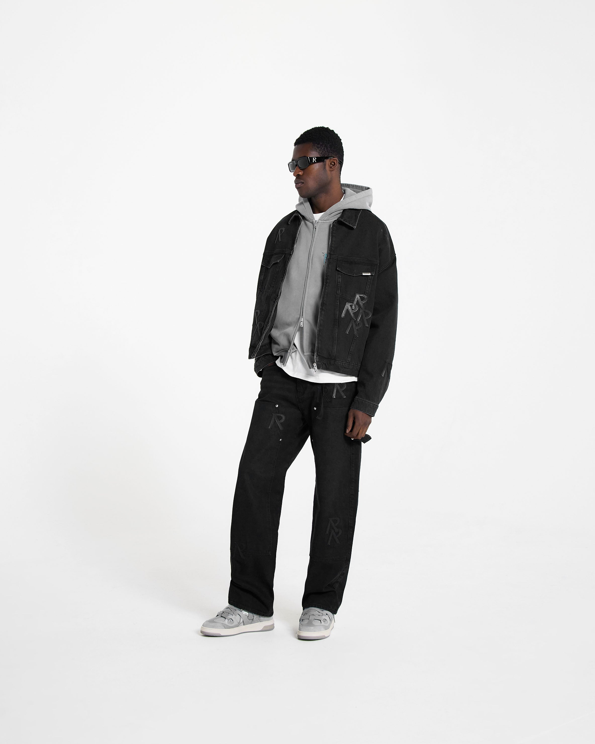 R4 Initial Denim Jacket - Off Black