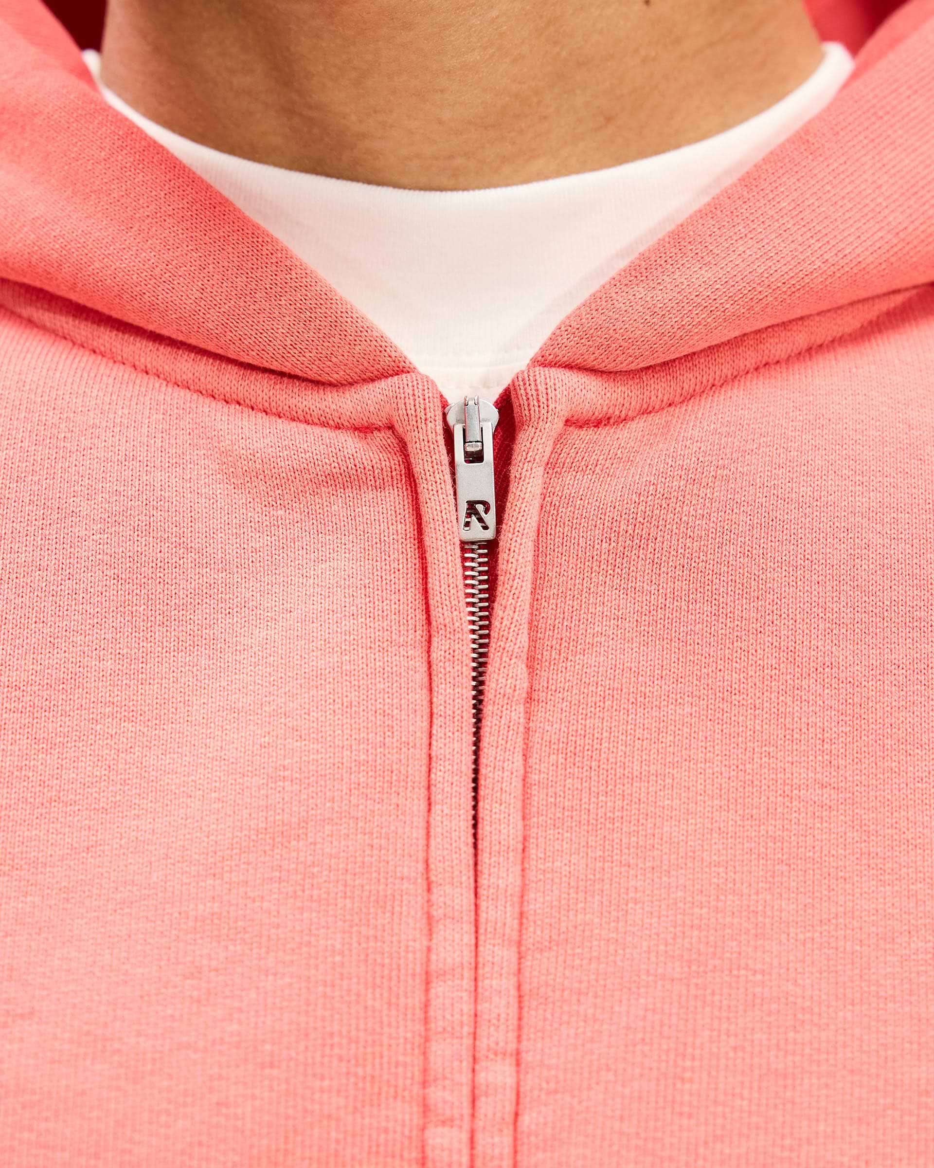 Initial Boxy Zip Through Hoodie - Vintage Red