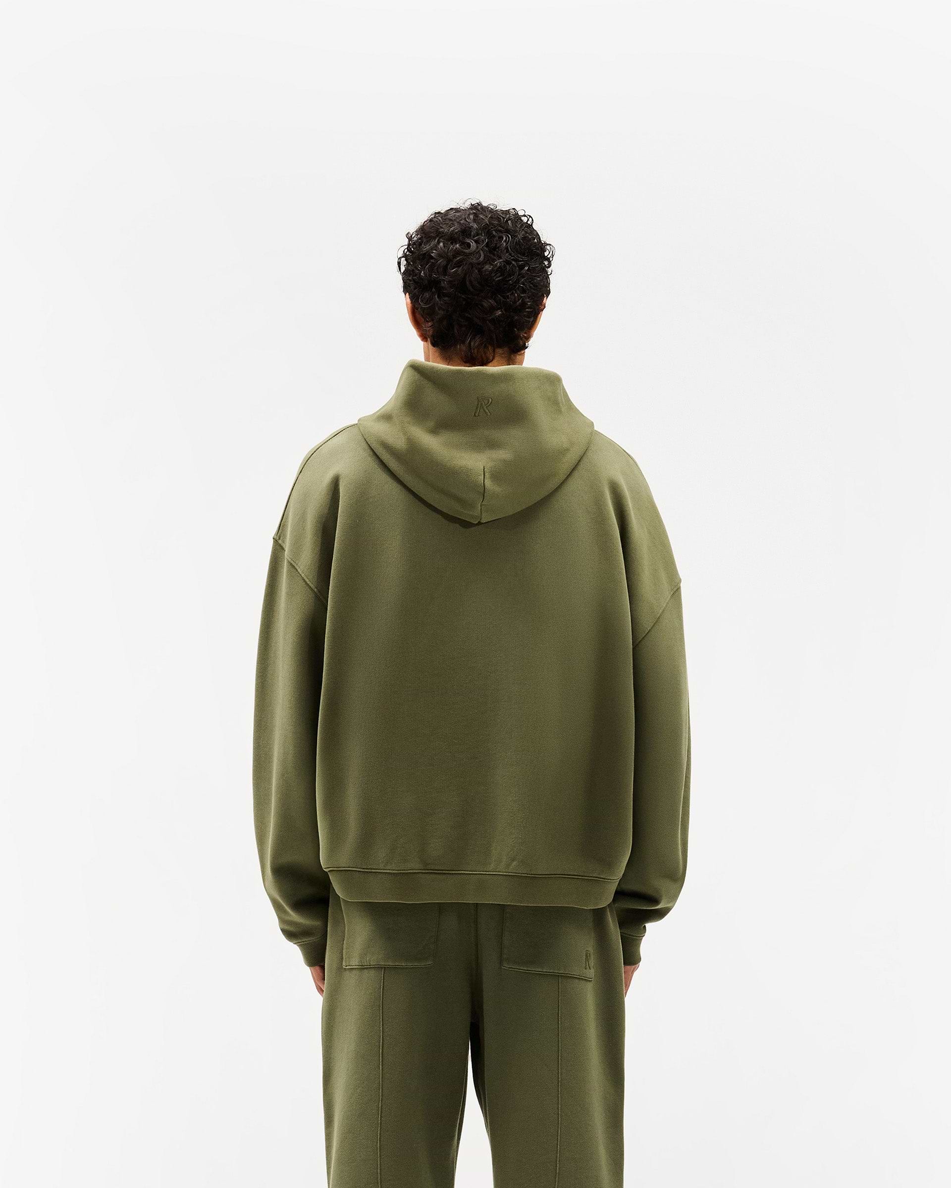Army Green Initial Zip Hoodie | Mens Hoodies | REPRESENT