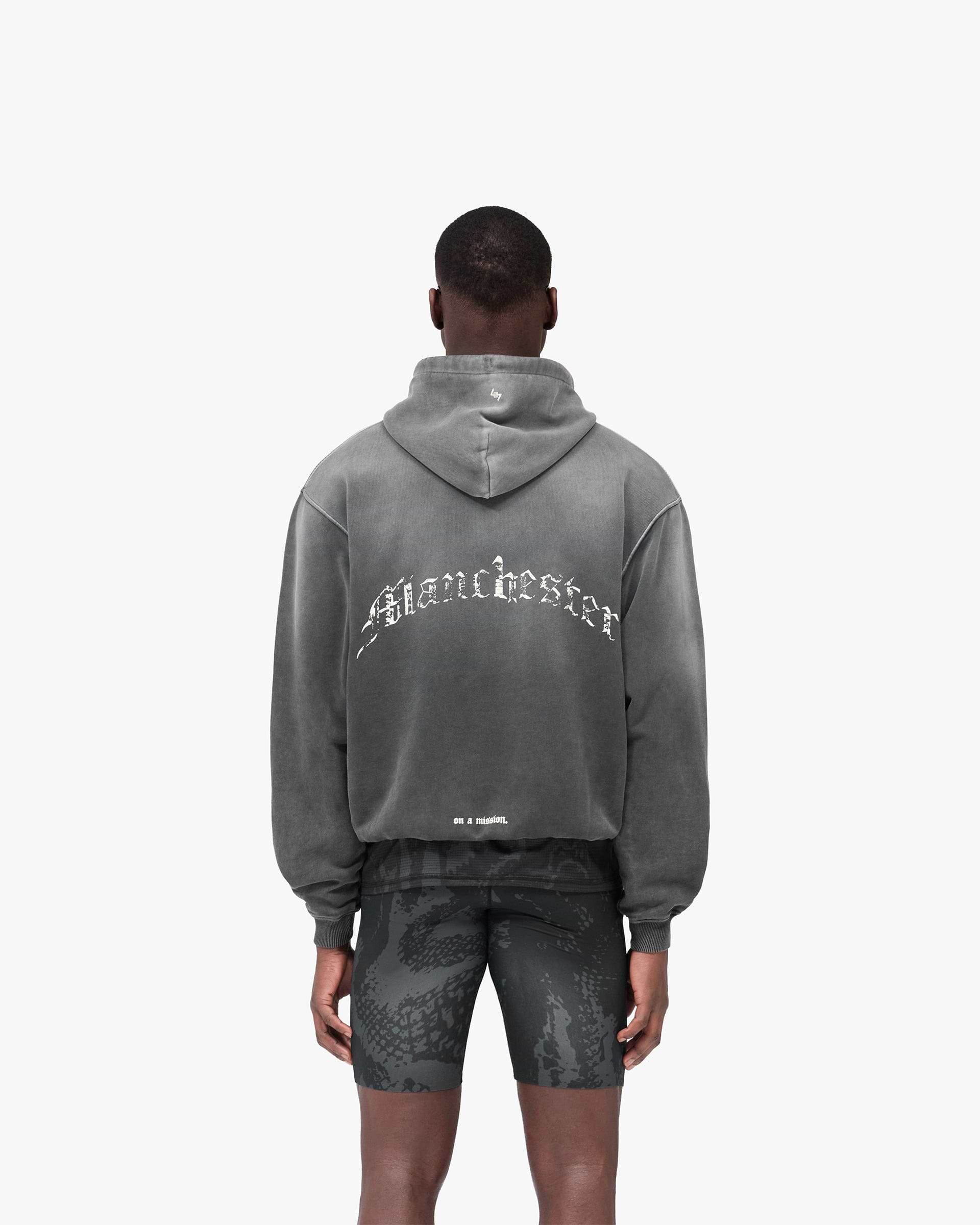 247 Manchester Hoodie Aged Black | Mens Hoodies | REPRESENT