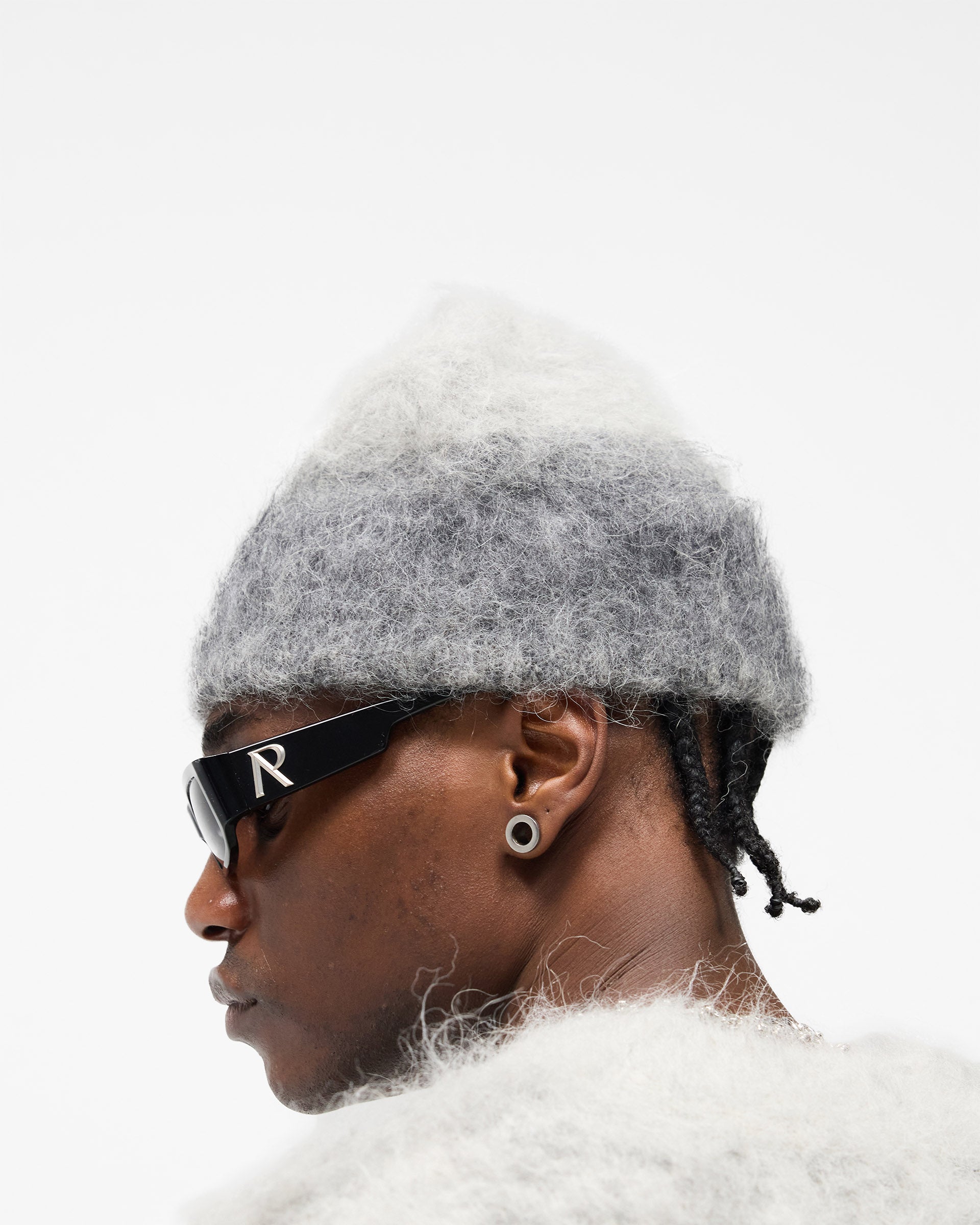 Ombre Knit Beanie - Light Grey