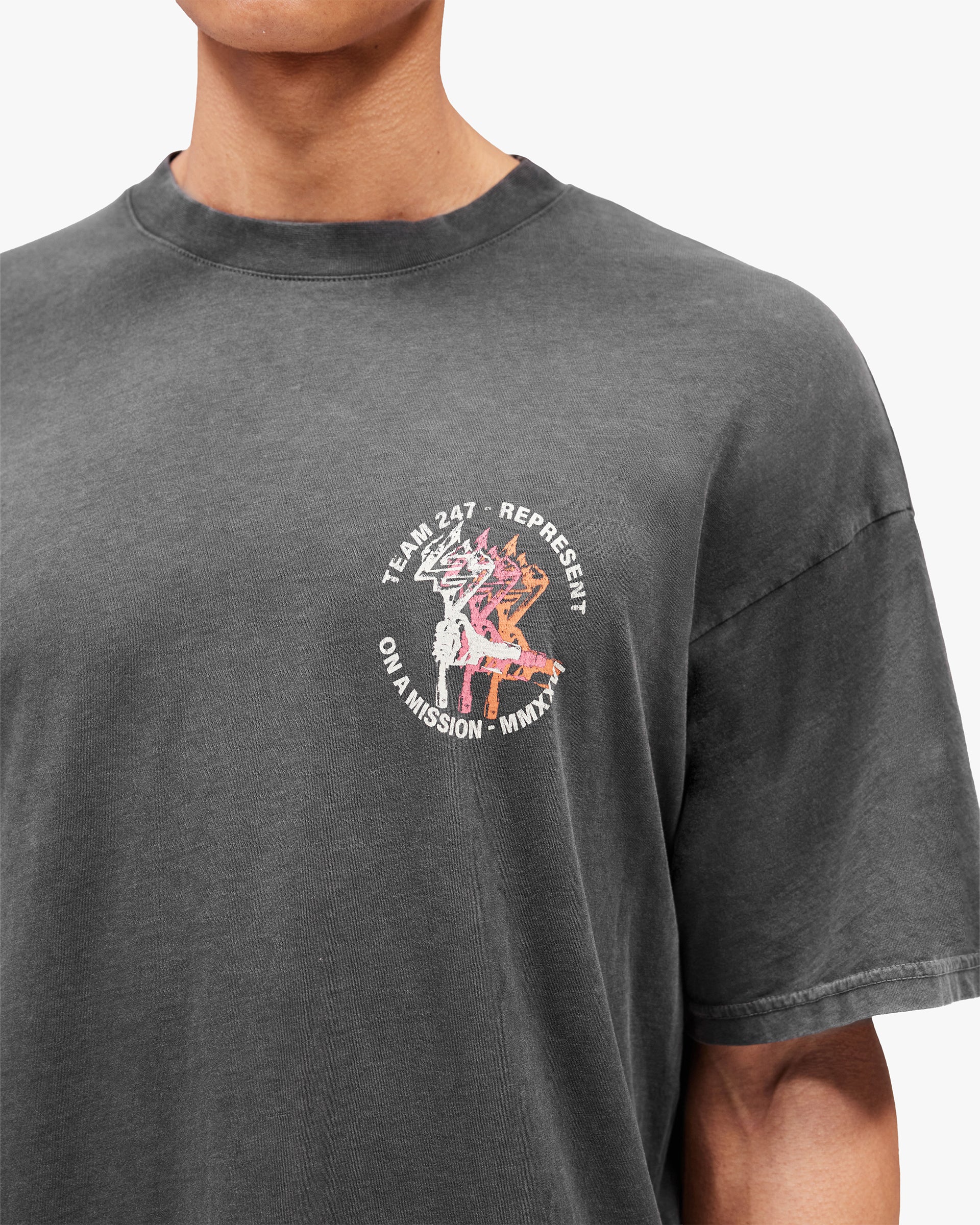 Washed Black 247 Torch T Shirt | 247 SS26 T-Shirts | REPRESENT