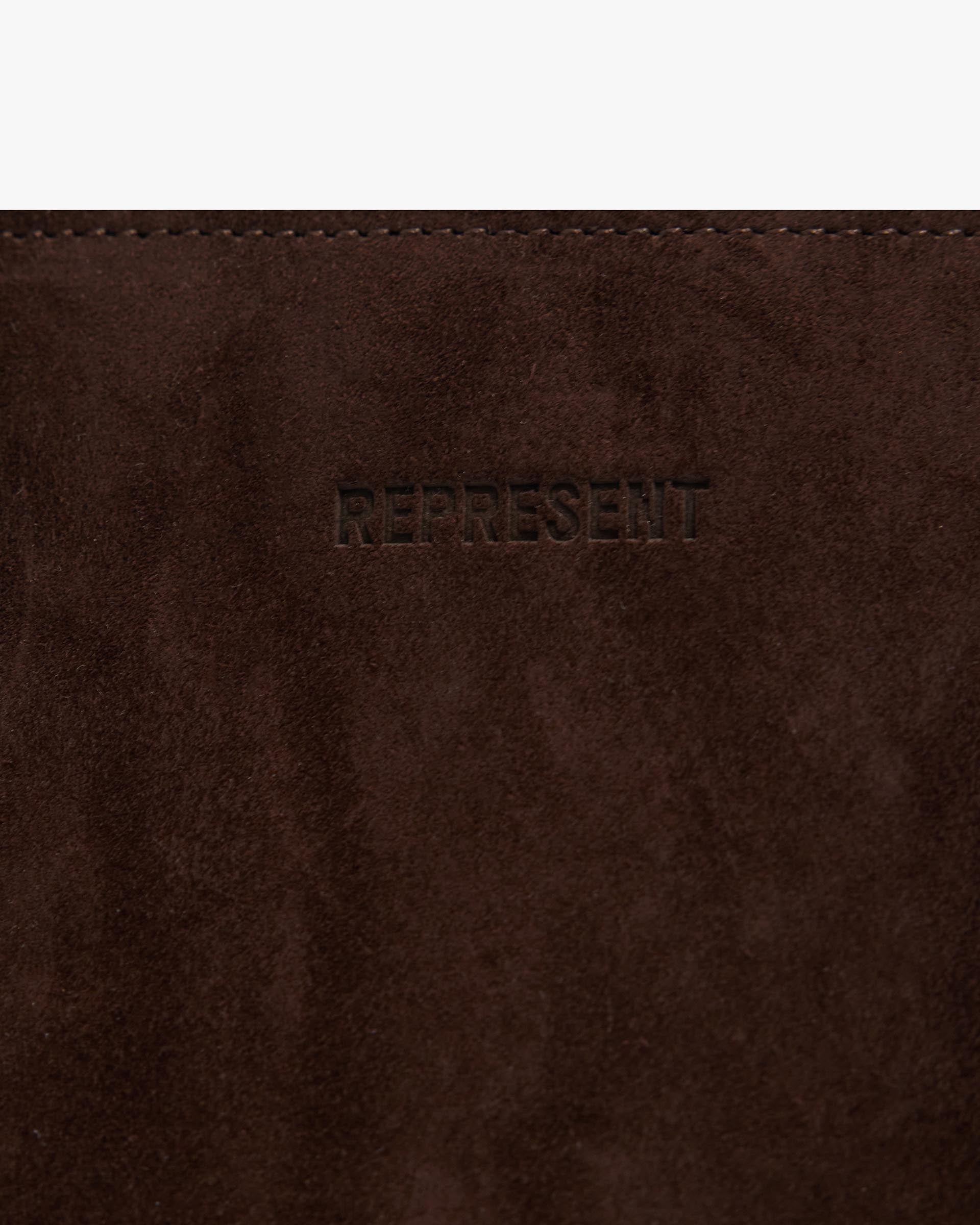 Suede Leather Tote Bag - Brown