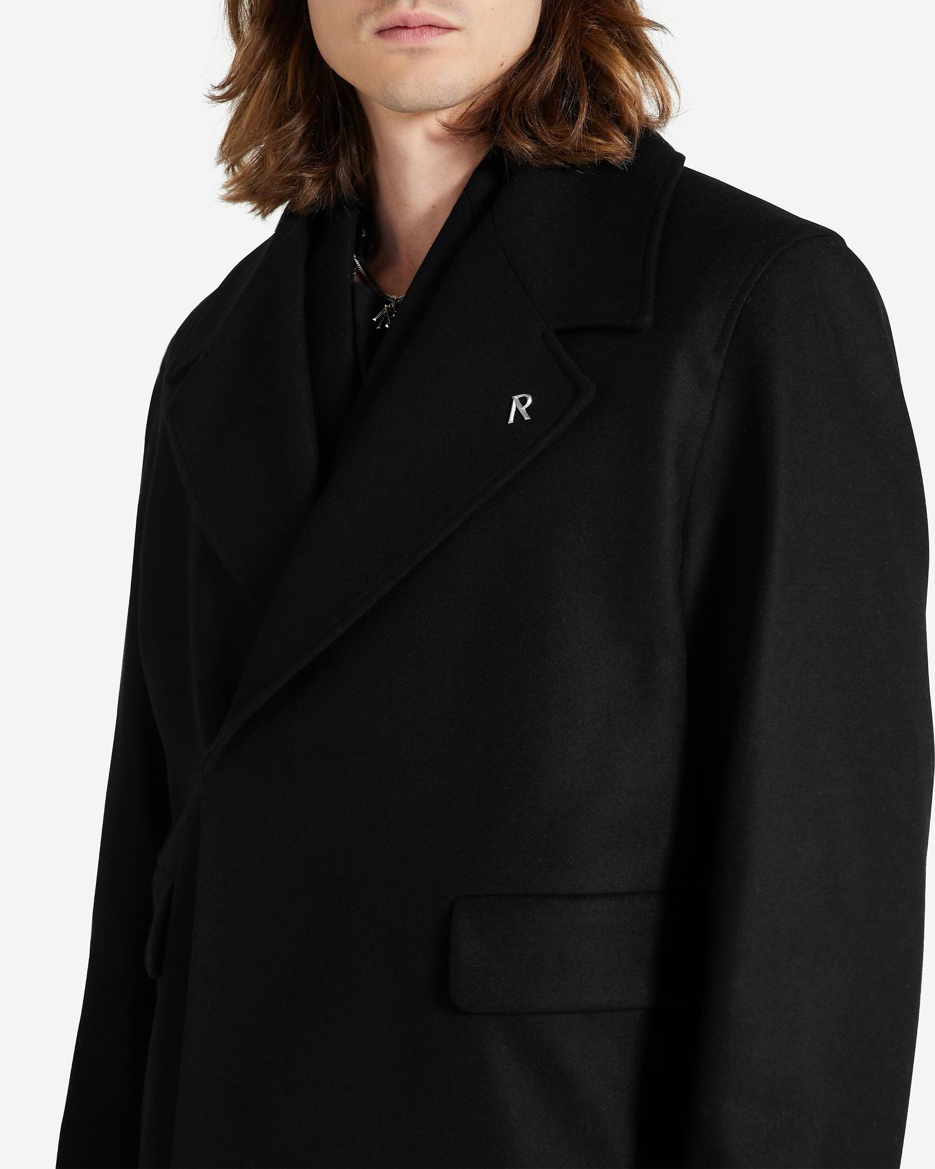 Double Breasted Overcoat - Jet Black