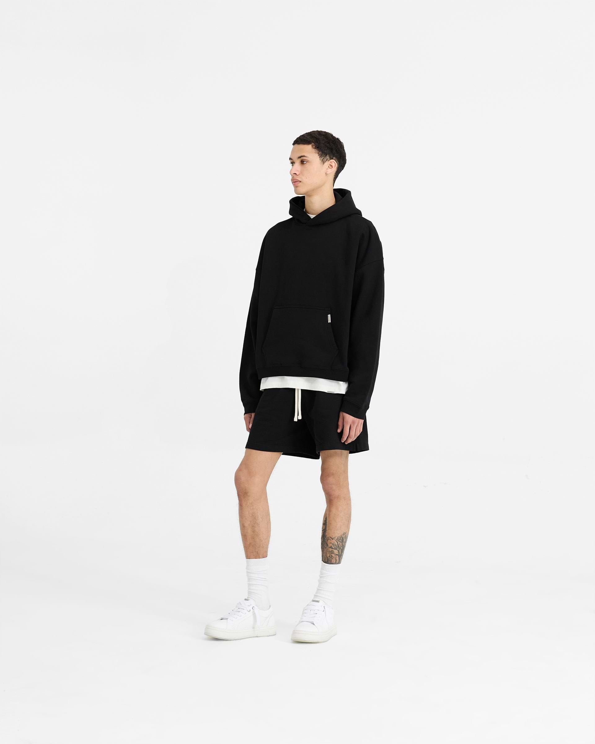 Initial Boxy Hoodie - Black