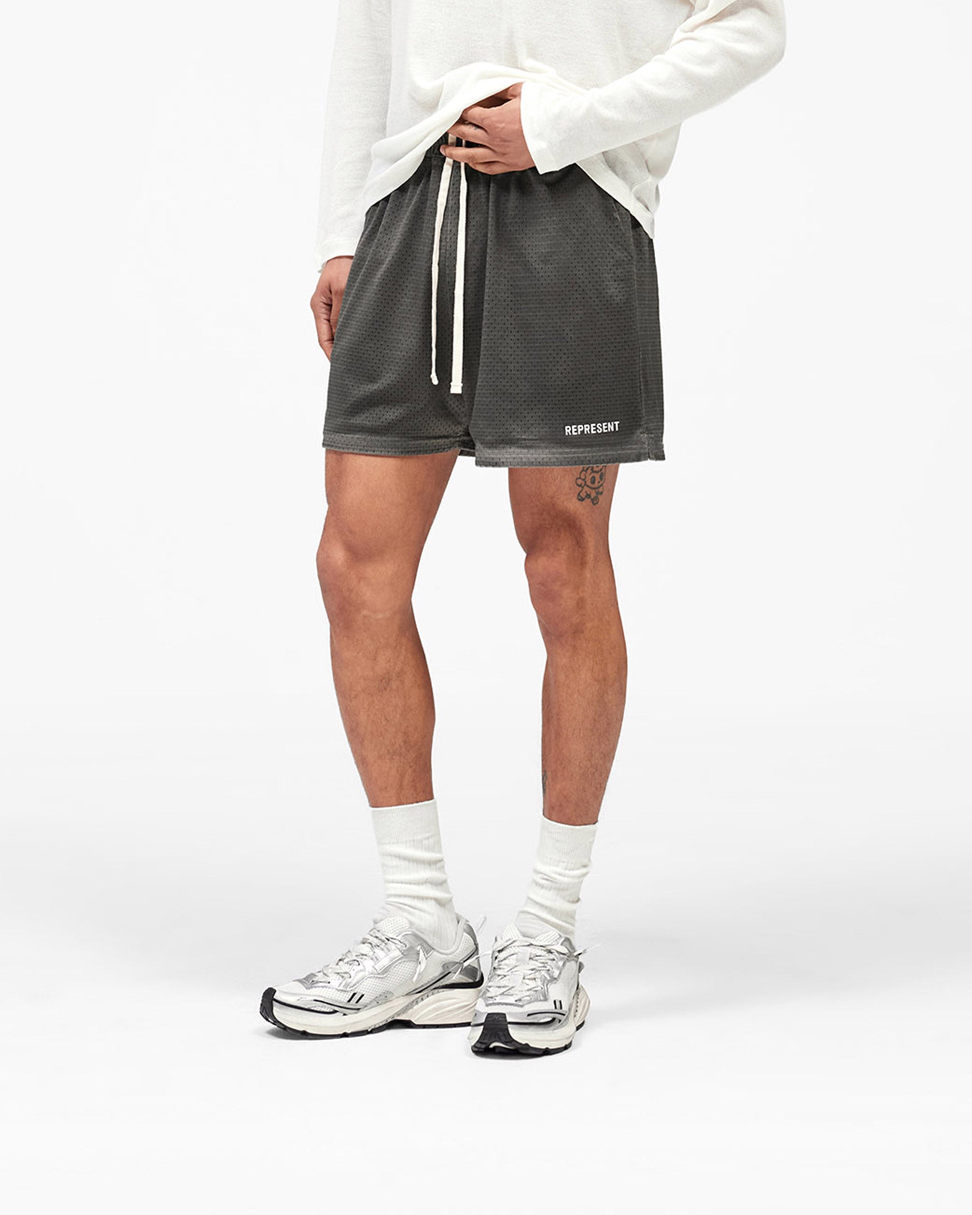 Washed Mesh Shorts - Vintage Grey