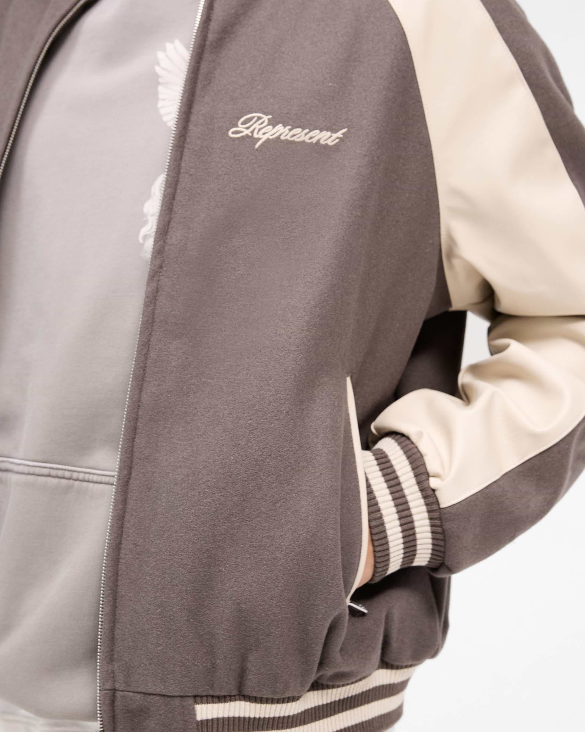 Raglan Varsity Jacket - Stone | REPRESENT