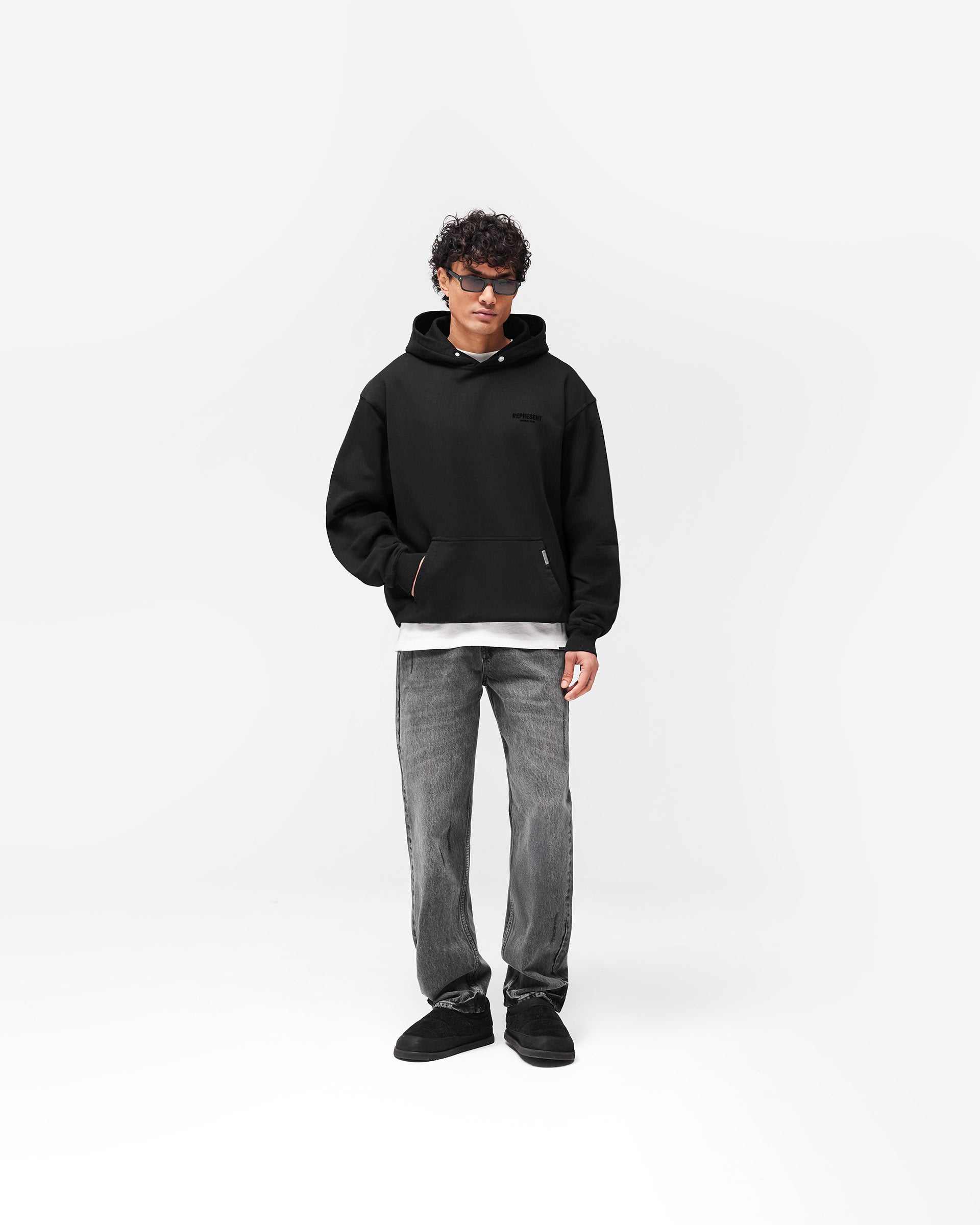 Represent Owners Club Flocked Hoodie - Black