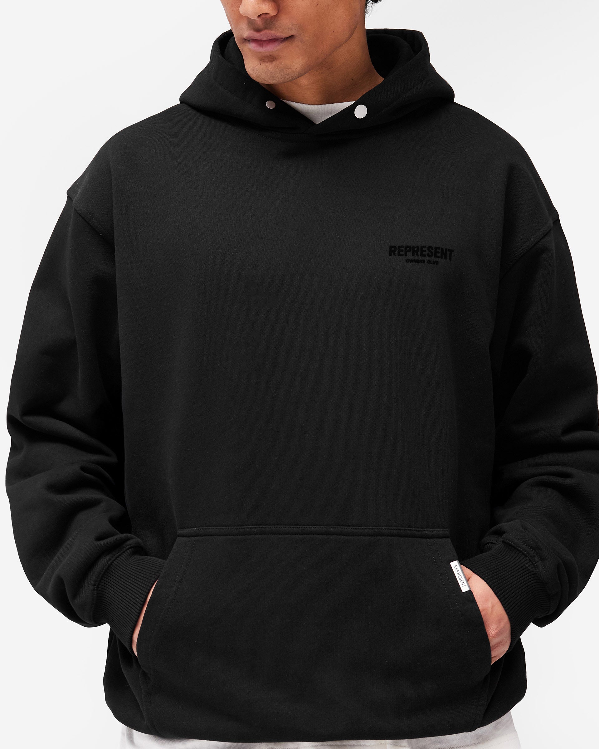 Represent Owners' Club Flocked Hoodie | Black | REPRESENT